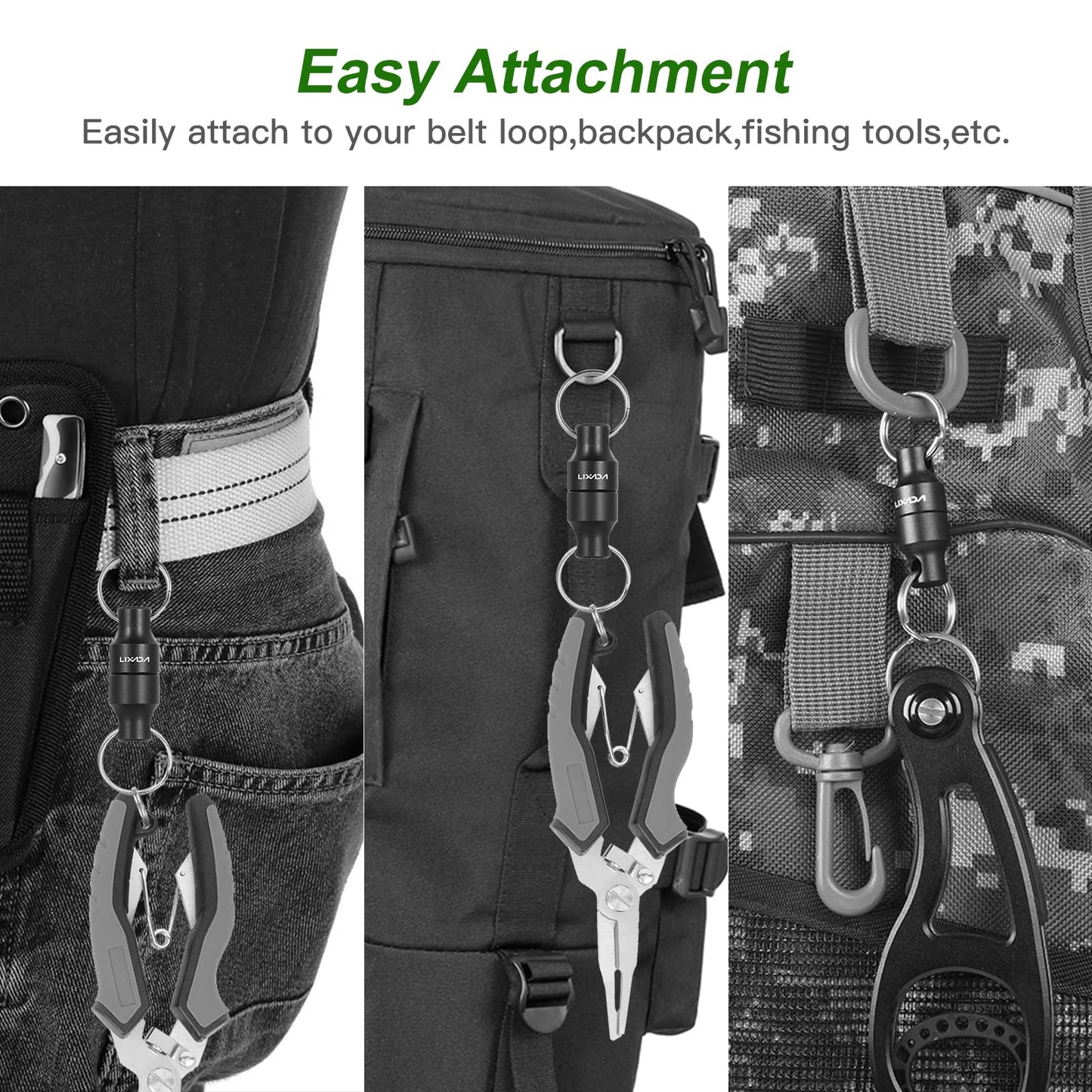 LIXADA Magnetic Net Release Holder Fly Fishing Net Retractor Fishing Net Keeper Magnet Clip Landing Net Connector for Fishing Hooks, Lures, Flies, Trout Line