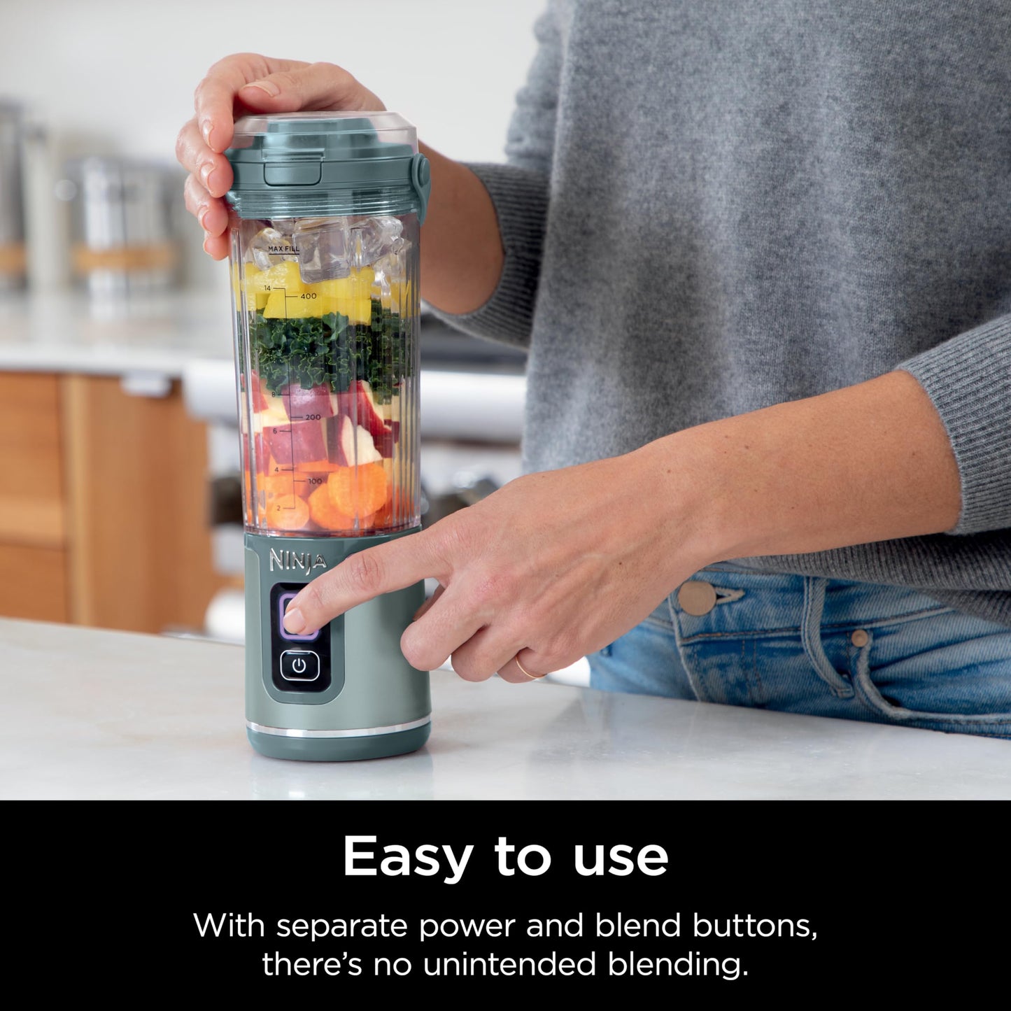 Ninja Blast Portable Blender & Accessories, Cordless, 18oz. Vessel, Personal Blender for Shakes & Smoothies, Leakproof Lid & Sip Spout, USB-C Cord, Dishwasher Safe Parts, BPA Free, Soft Sage, CL155ASG