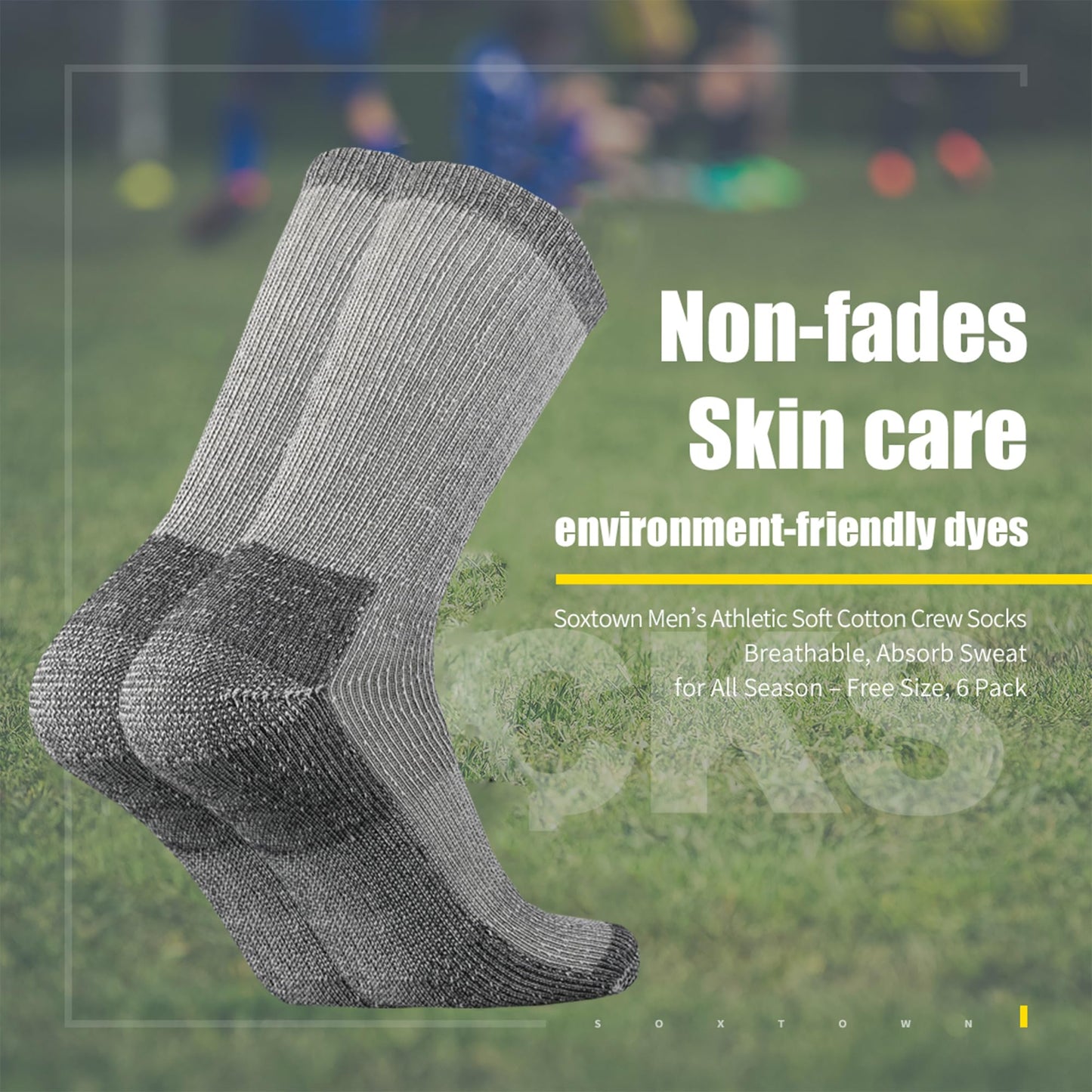 SOX TOWN Men's Merino Wool Cushion Crew Socks Moisture Wicking Control for Outdoor Hiking Work Boot Thermal Warm All Seasons(Black M)