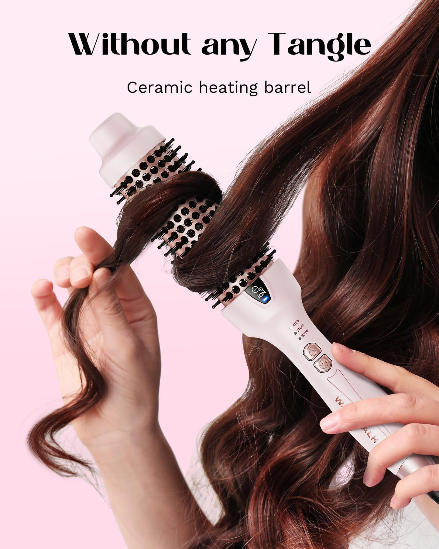 Wavytalk Updated Version Thermal Brush, 1.5 Inch Negative Ion Blowout Express Thermal Round Brush Creates Salon-Quality Blowouts, lonic Frizz Reduction Makes Hair Shinier & Smoother (Millennial Pink)