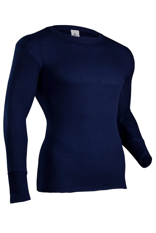 Indera Men's Performance Rib Knit Thermal Underwear Crew Top, Vintage Navy, 2X