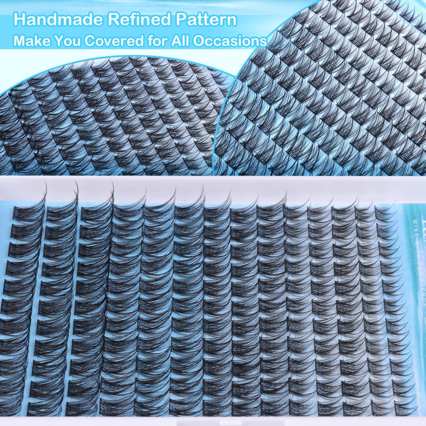 Pawotence Wispy Lash Clusters Natural Cluster Eyelash Extensions 154pcs Individual Lashes 8-16mm Lash Extension DIY False Eyelashes Soft Comfortable Natural Eyelash Clusters with Thin Band