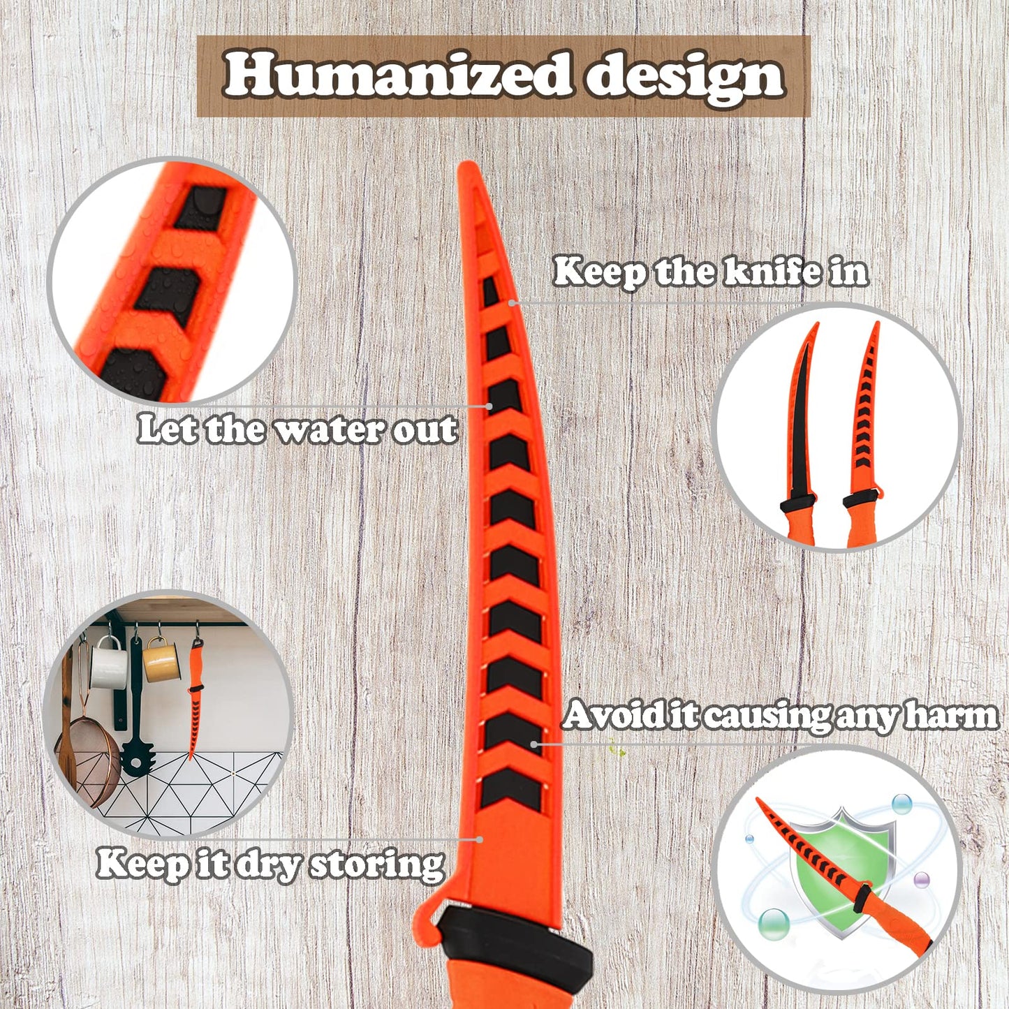 Fish Fillet Knife, 7 Inches Professional Fishing Fillet Knife Set Stainless Steel Blade in Corrosion Resistant Coating, with Sharpener and Cutting Resistant Gloves, for Fishing and Outdoor, Orange