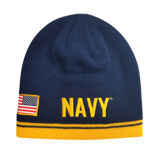 Icon Sports U.S. Navy Beanie – Official Military Embroidered Flag Patch Warm Winter Knit Cap Adult Unisex Hats for Men Women
