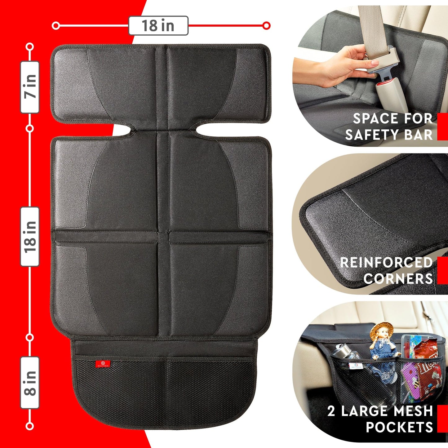 Helteko Carseat Protector with Thickest Padding, 2 Pack Auto Seat Pad from Waterproof & Stain Resistant for Child Baby , Kick Mat Material for Leather and Fabric Seat