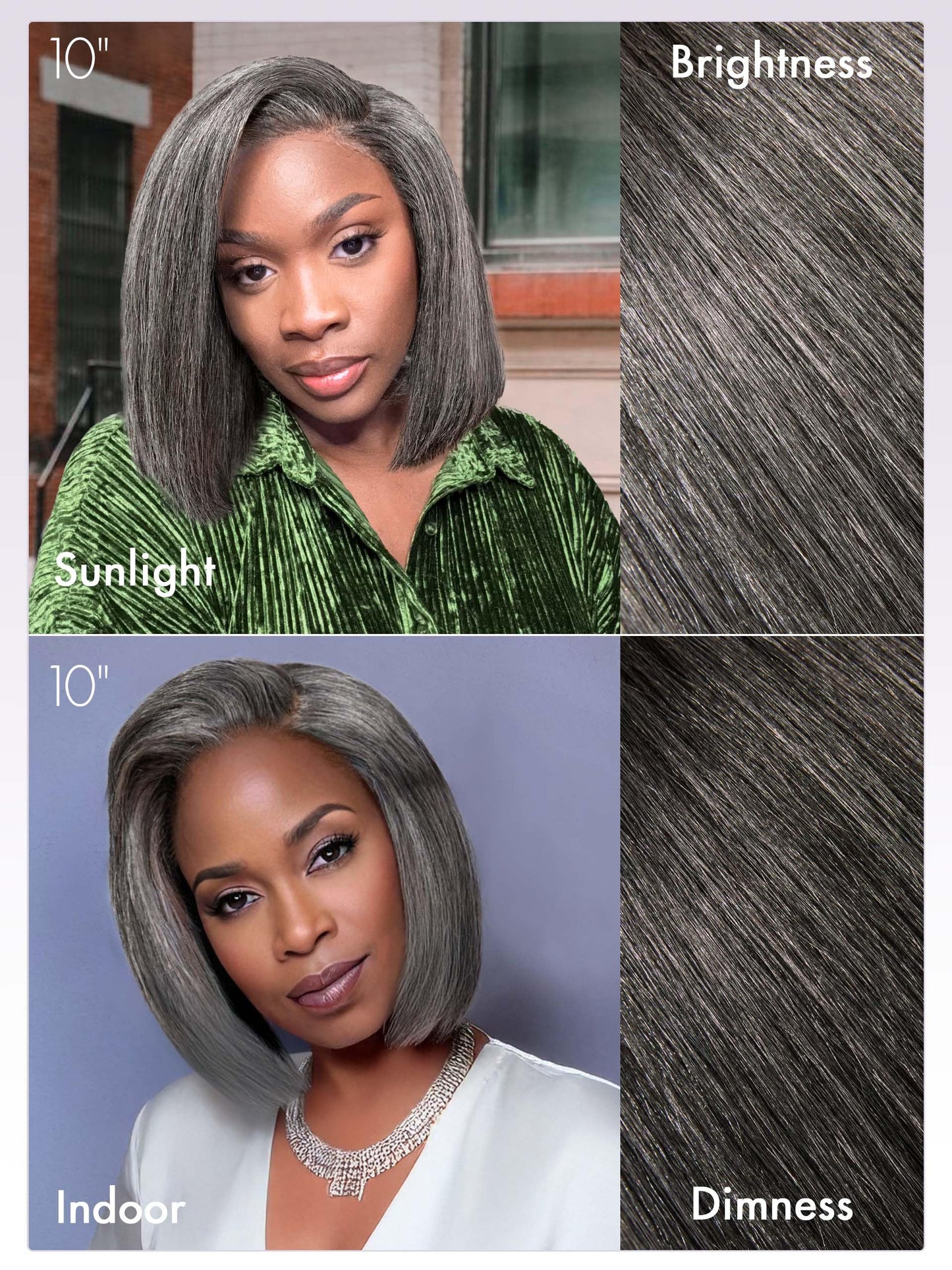 LUVME HAIR 14'' Grey Salt & Pepper Bob Wig Blunt Cut Bob Wig Pre Cut Glueless Wigs Glueless Lace Front 14 Inches Bob, Pre Cut Plucked Hd Lace Short Wig Ready To Go Natural Color Straight Side Part