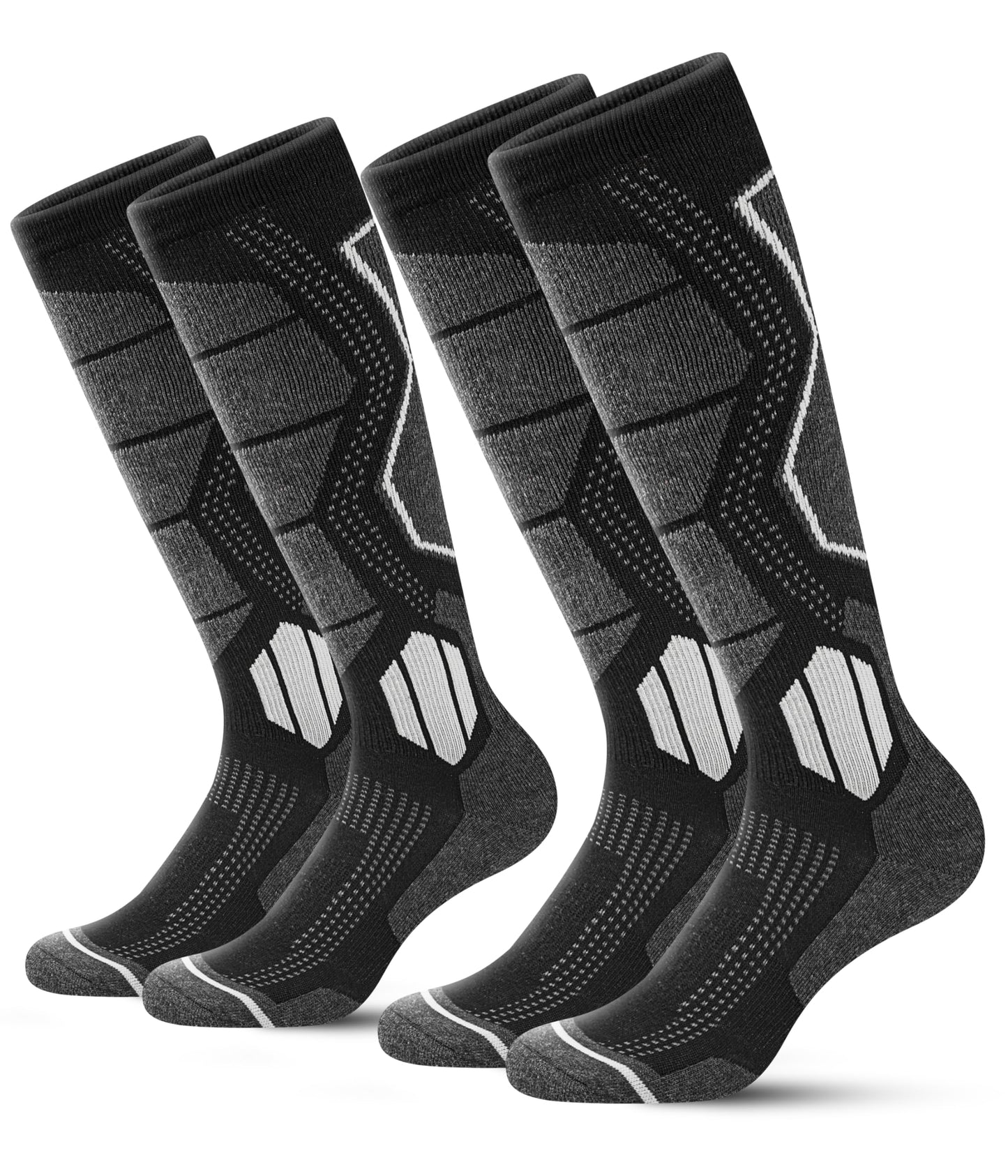 YESWEL Merino Wool Ski Socks For Men & Women, Thermal Warm Winter Socks For Snowboard, Skiing, Over The Calf, 2/3 Pairs (Medium, Black)