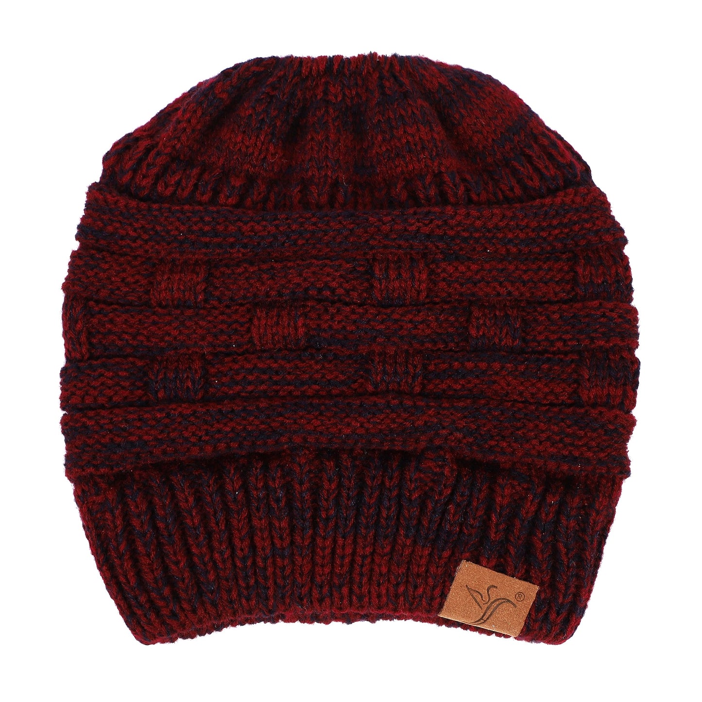 Soul Young Ponytail Messy Bun Beanie Tail Knit Hole Soft Stretch Cable Winter Hat for Women(One Size,Burgendy)