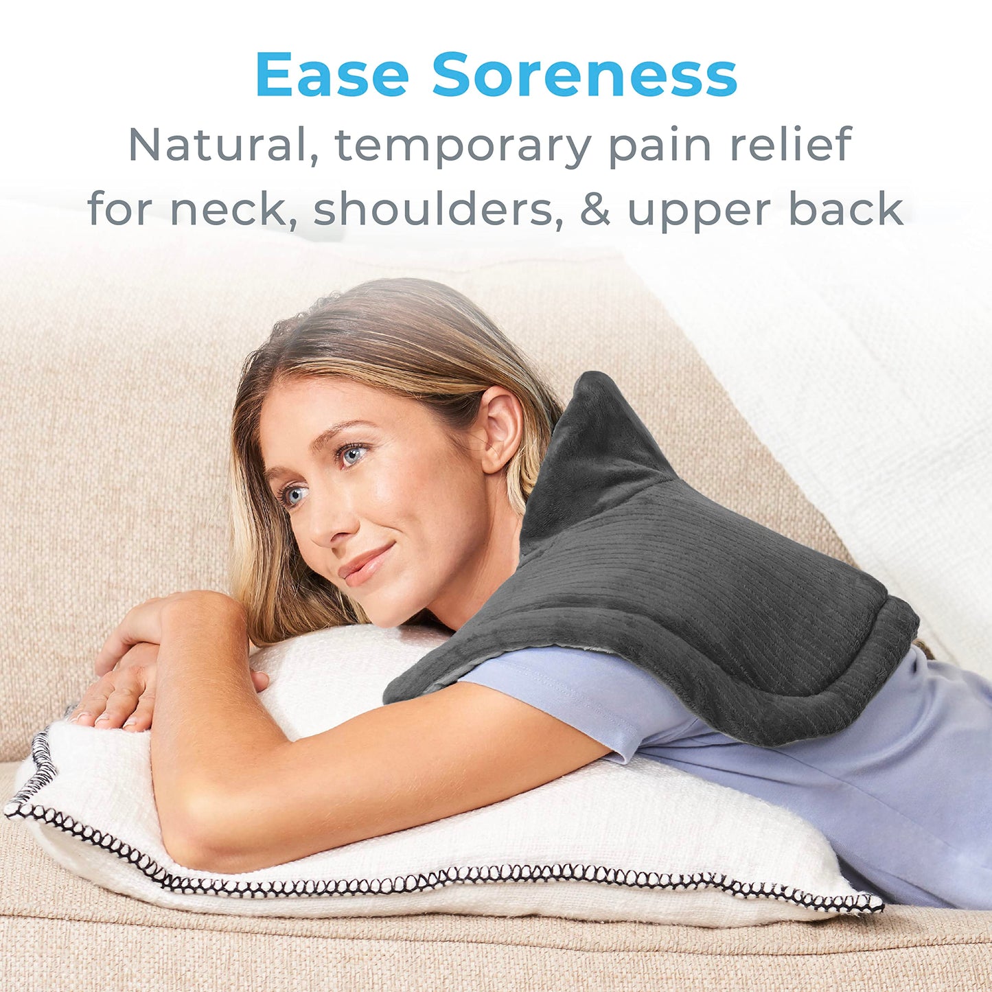 Pure Enrichment PureRelief Neck & Shoulder Heating Pad - 4 Heat Settings, Auto Shut-Off, Universal Fit, Magnet Closure, Soft Micromink, Storage Bag, 5-Year Warranty, Machine Wash (Charcoal Gray)