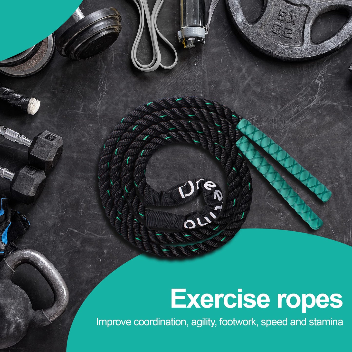 DREETINO 11FT-2.3LB Weighted Jump Rope for Adult Fitness, Upgraded 2 layers Cozy Handle Heavy Duty Skipping Rope, Men and Women Whole Body Muscle Exercise to Improve Strength Endurance Training Sports Jumping rope