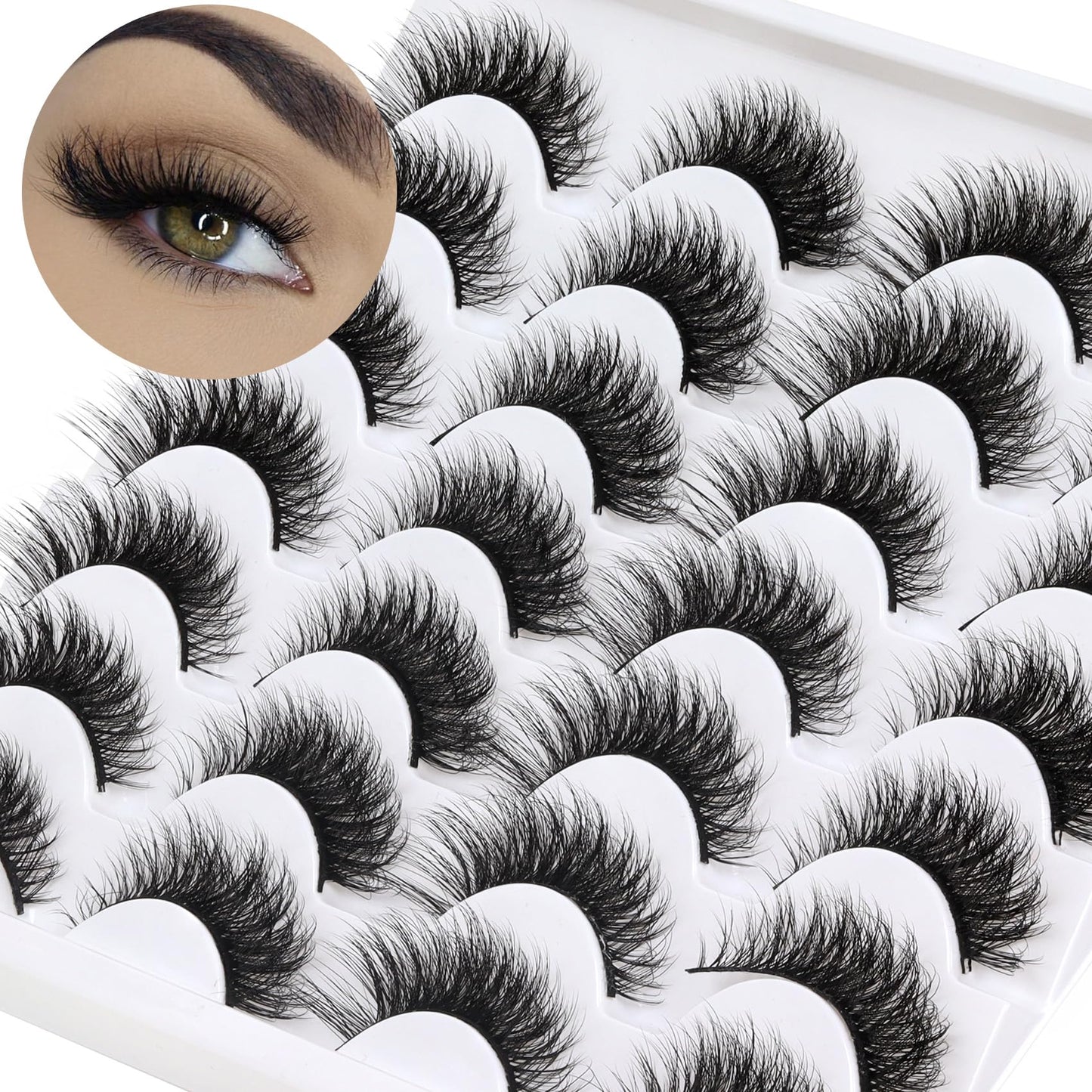 Losha Lashes Fluffy Cat Eye Lashes 14 Pairs 3D False Eyelashes Soft Crossed Eye Lashes Pack Comfortable Fake Eyelashes(614)