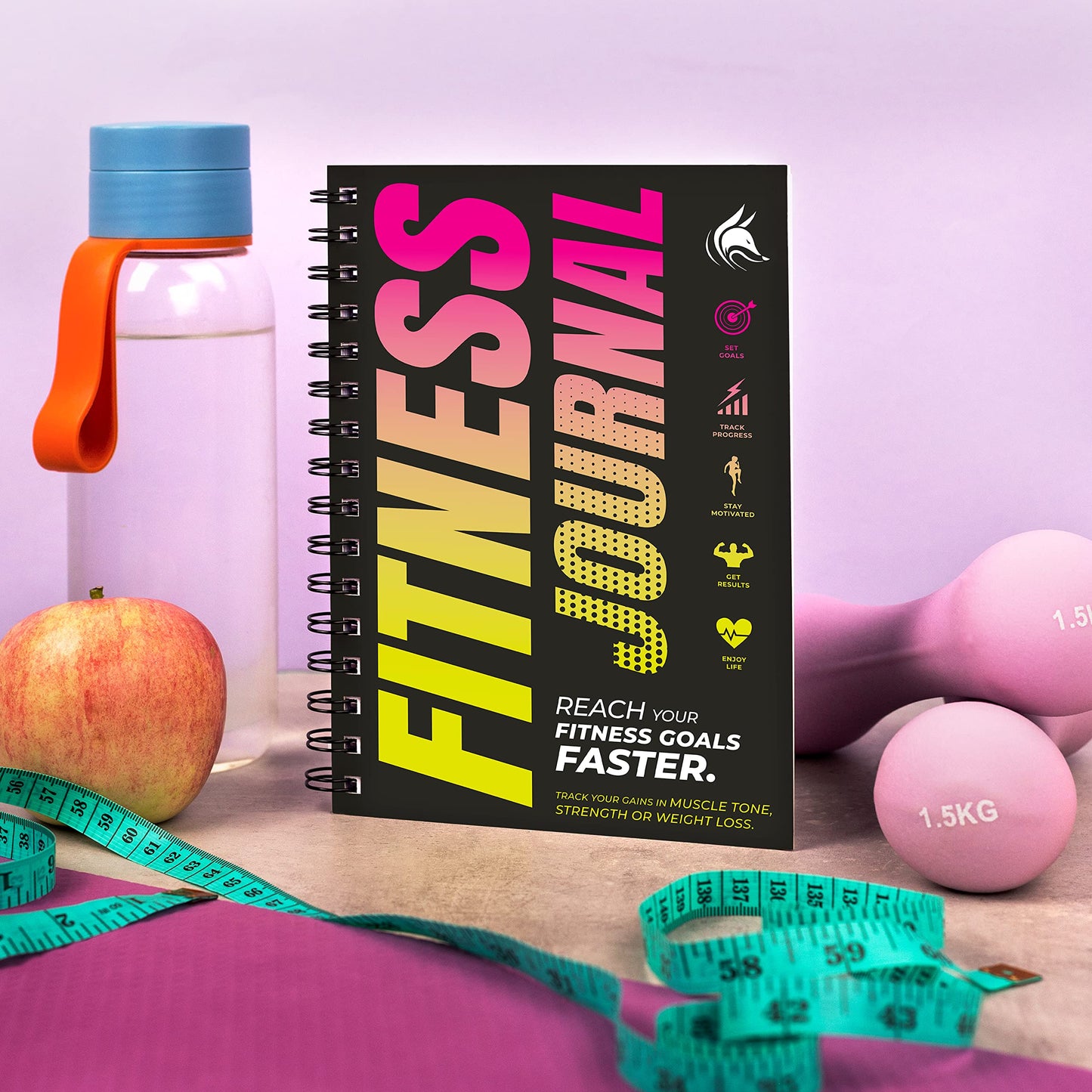 Clever Fox Fitness Journal Workout Log Book - Daily Fitness Planner Workout Journal for Women and Men. Spiral-Bound, Laminated Cover, Thick Pages, A5 (Yellow & Pink)