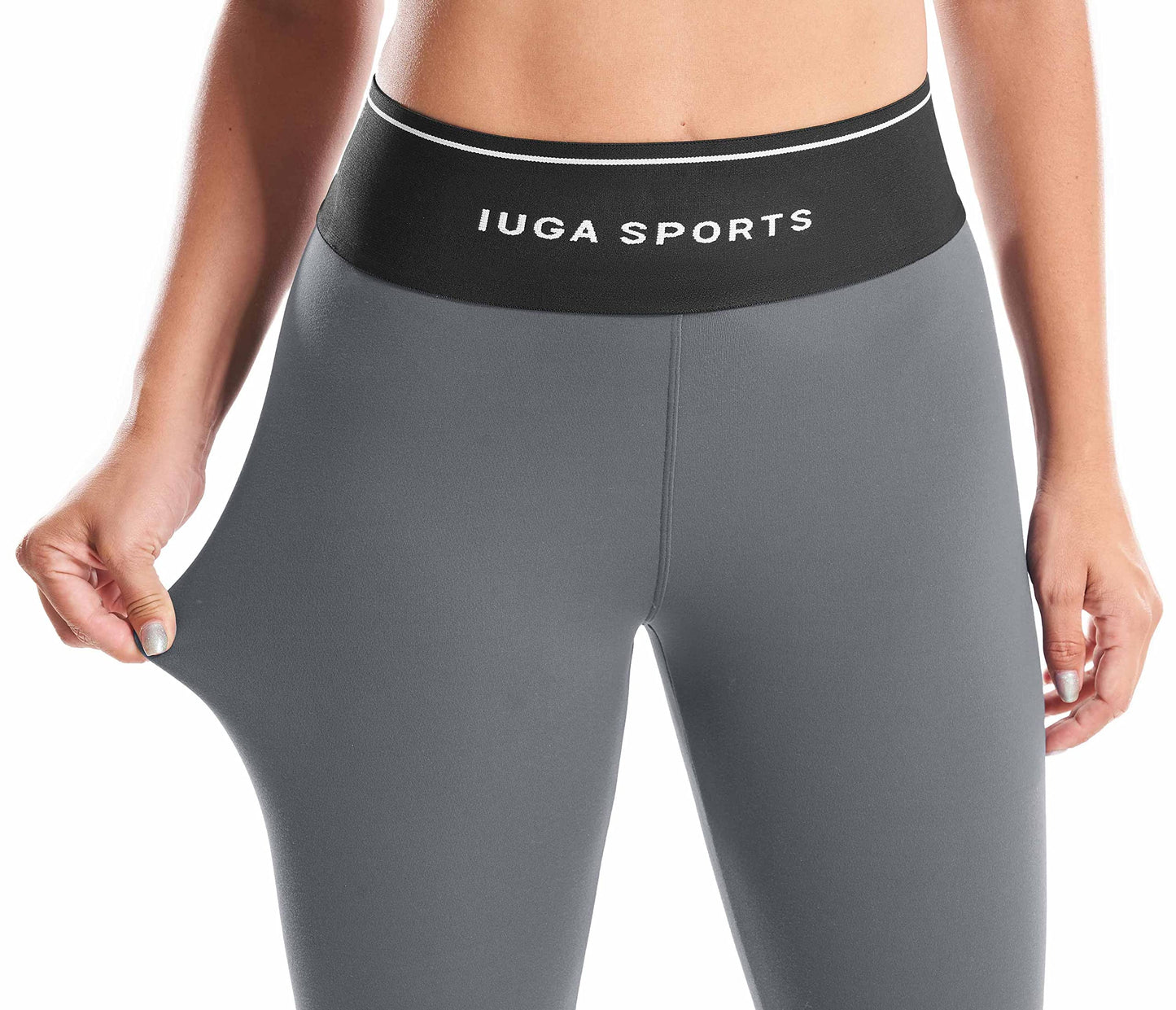 IUGA Thick Fleece Lined Leggings Women High Waist Warm Yoga Pants Winter Workout Thermal Leggings for Women Grey