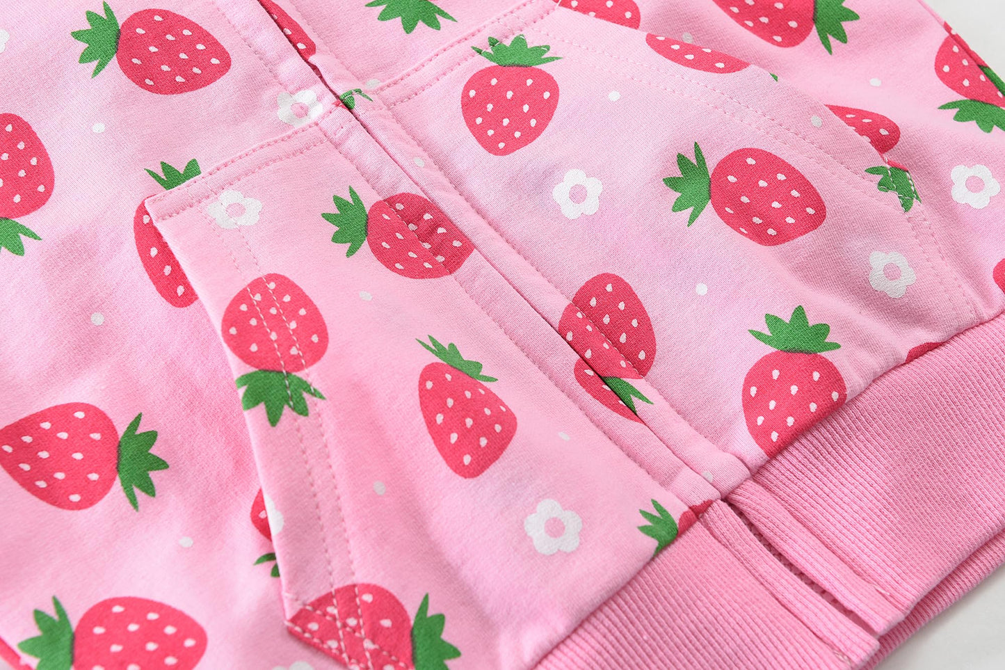Tkria Baby Girls Zip-up Jacket Toddler Lightweight Hoodie Cotton Pullover Fleece Strawberry Sweatshirt Kids Fall Winter Coat Outwear Size 6