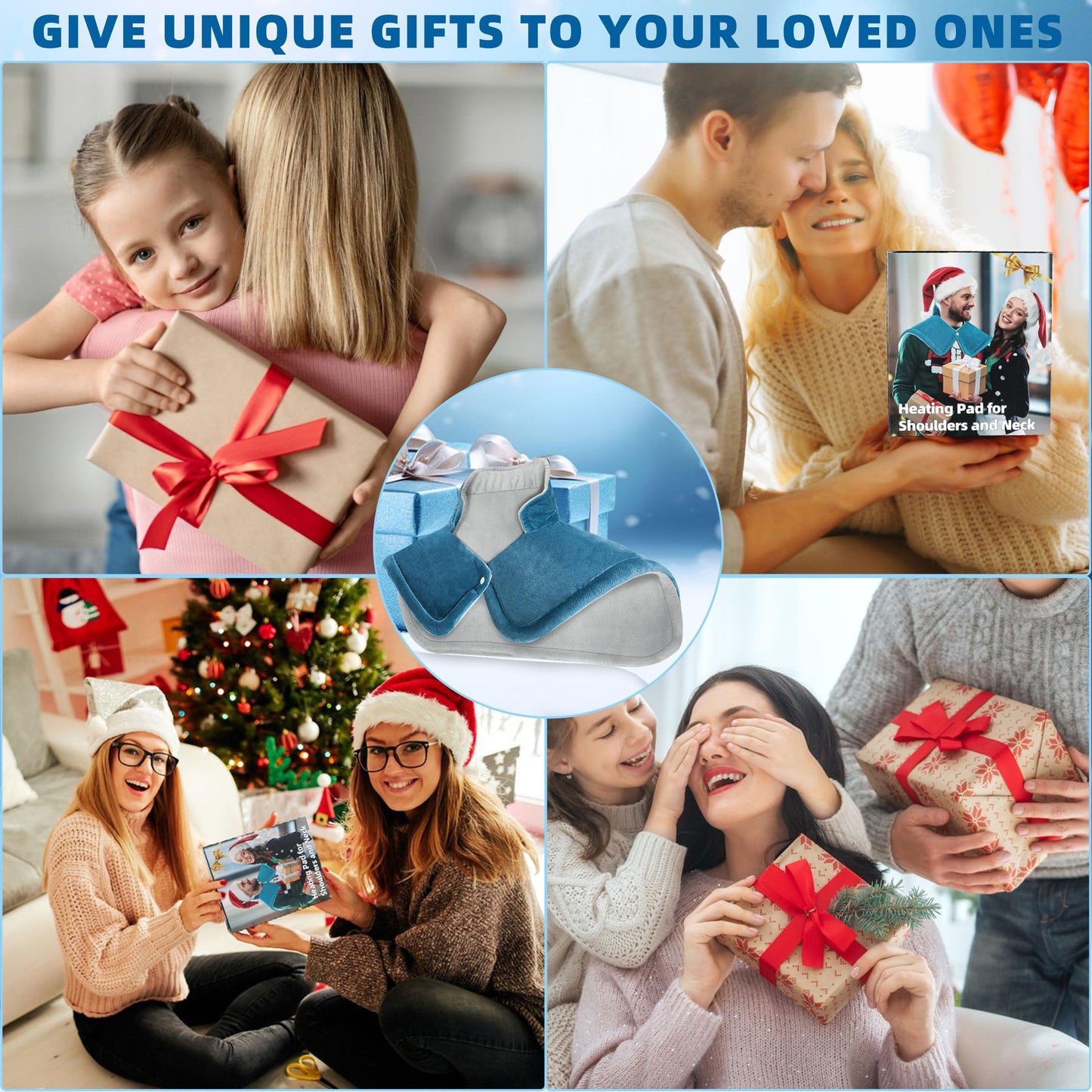 Heating Pad for Neck and Shoulders and Back Pain Relief Fathers Day Dad Gifts for Women Mom Men Dad 2lb Weighted Electric Neck Heating Pad Shoulder Heating Pads 6 Heat Settings 4 Timers Auto-Off