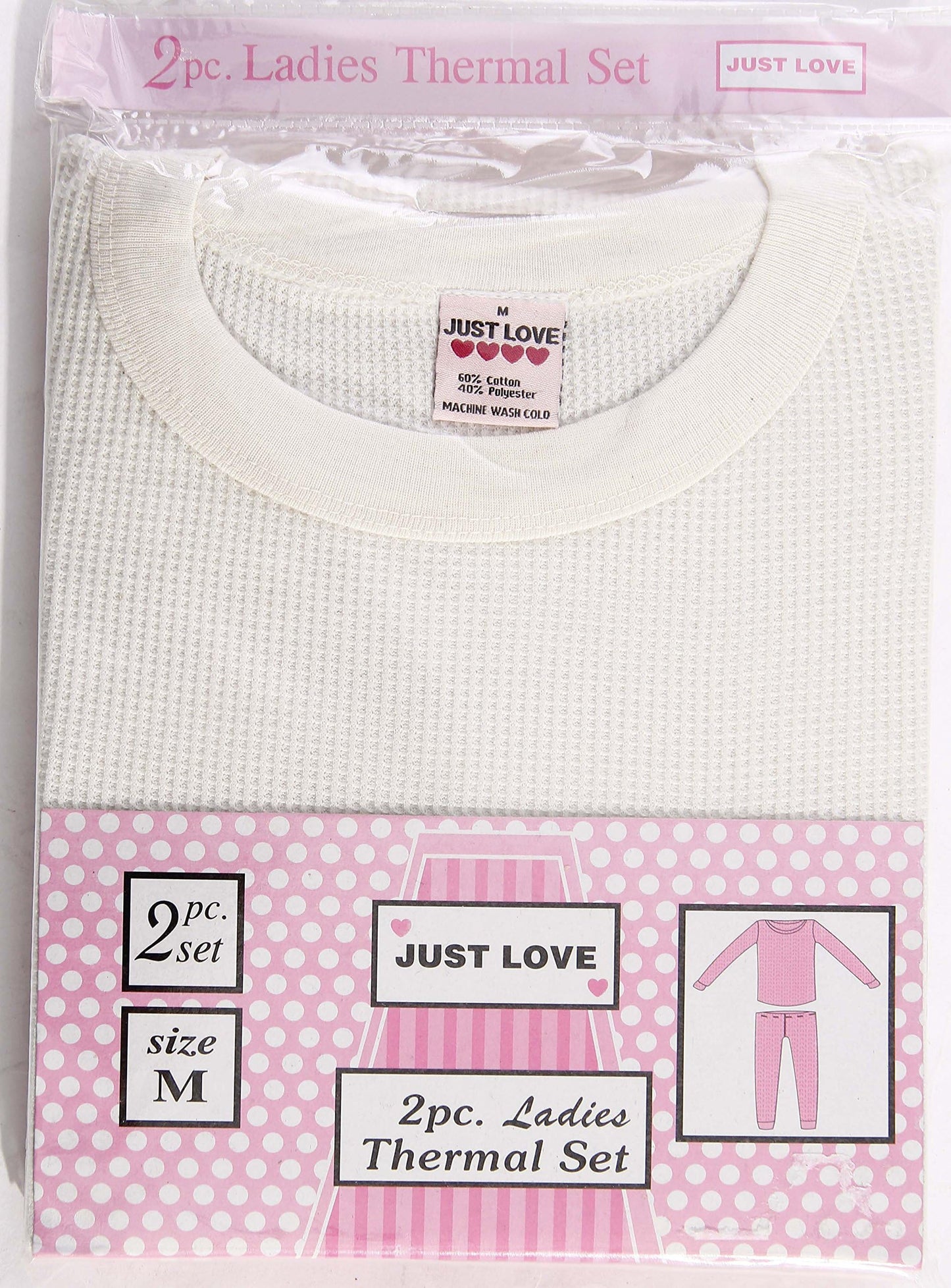 Just Love 95862-White-M Women's Thermal Underwear Pajamas Set Base Layer Thermals