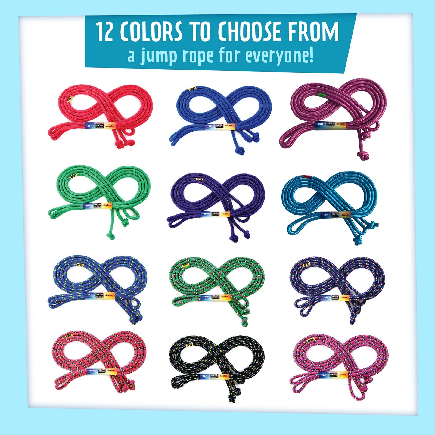 Just Jump It 16' Foot Single Jump Rope for Kids Women and Men - Active Outdoor Youth Fitness Excersing Equipment - Double Dutch Length Gym Accessories - Green