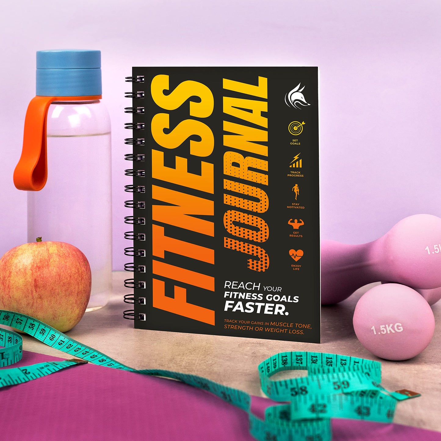 Clever Fox Fitness Journal Workout Log Book - Daily Fitness Planner Workout Journal for Women and Men. Spiral-Bound, Laminated Cover, Thick Pages, A5 (Orange)