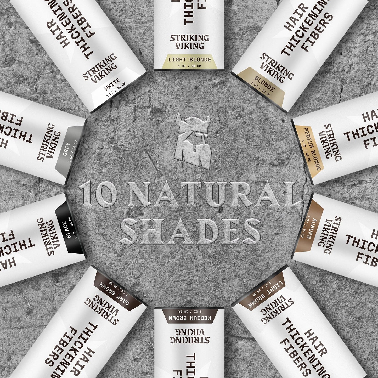 Striking Viking Hair Fibers for Thinning Hair (Medium Brown) 28g - Naturally Derived - Long Lasting Powder, Undetectable, Thicker Look for Men & Women