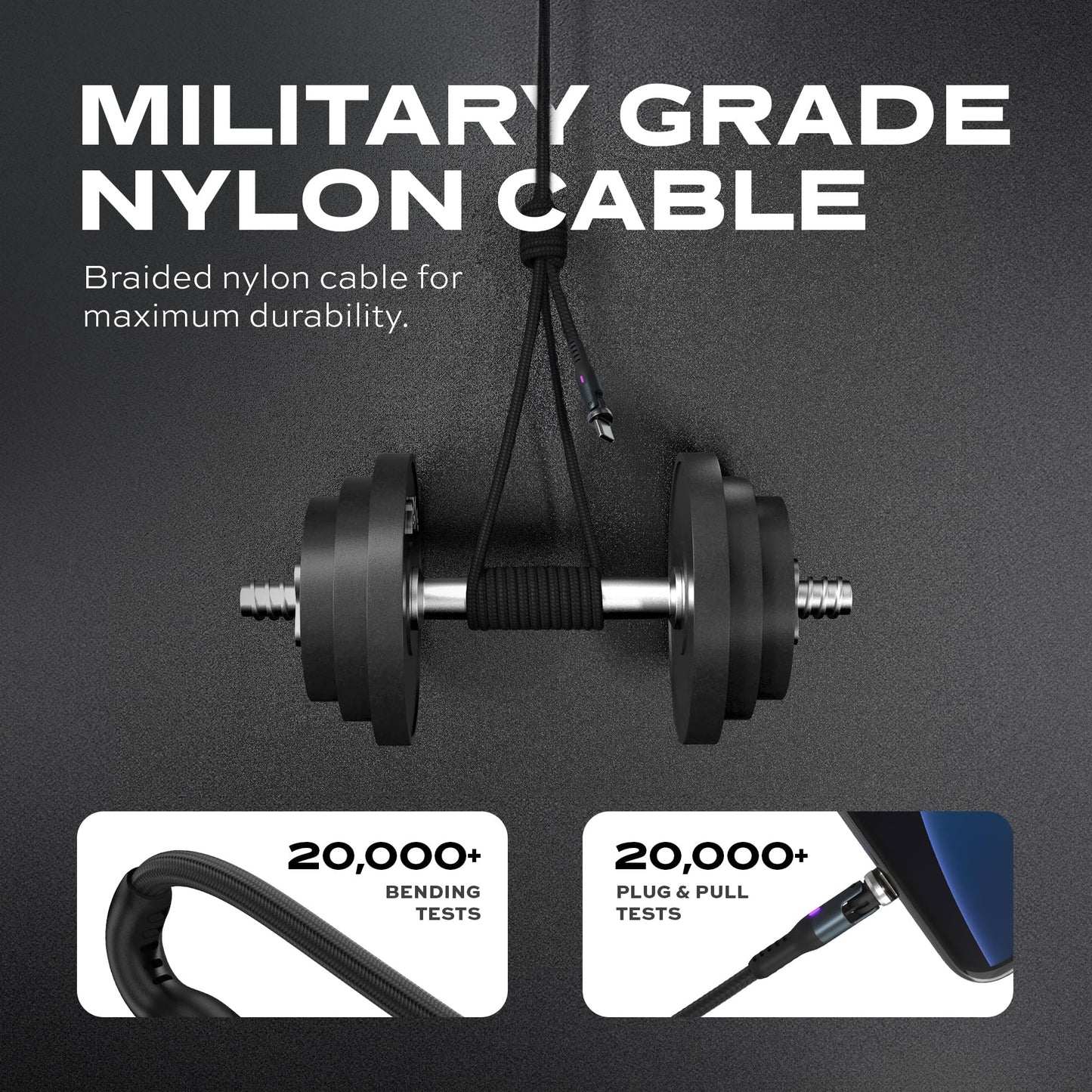 Statik 360 Pro Magnetic Charging Cable - Type C Charger Fast Charging 3 in 1 USB C to USB C Cable, Micro USB & iProduct Tips, USB A Adapter, Fits All Devices - 100W Fast Charger, Black 10FT/3M