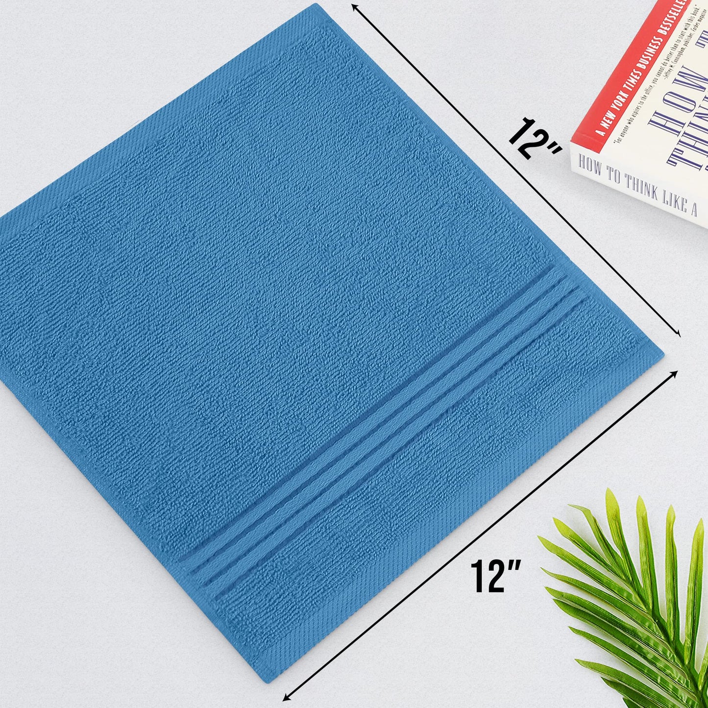 Utopia Towels 12 Pack Premium Wash Cloths Set, 12 by 12 Inches, 100% Cotton Ring Spun, Highly Absorbent and Soft Feel Washcloths for Bathroom, Spa, Gym, and Face, Electric Blue