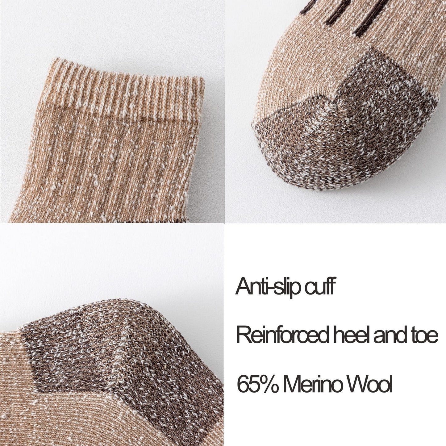 JORMATT Merino Wool Ankle Hiking Socks Men Outdoor Women Low Cut Camping Thermal Warm Cushioned Quarter Sock 3 Pairs, Mens Shoe Size 7-12