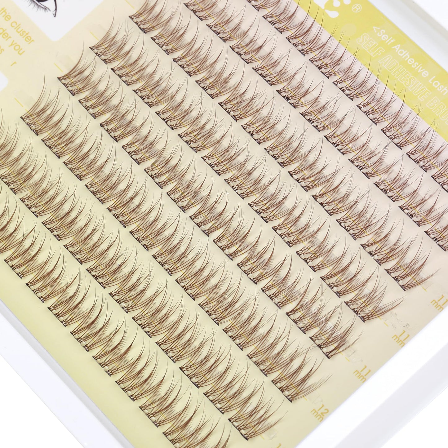 JIMIRE Brown Self-Adhesive Eyelashes - Press on Lash Clusters, Natural Look, Pre-Glued, Wispy 10-12MM Individual Lashes, Clear Band, Reusable Cluster Eyelash Extension