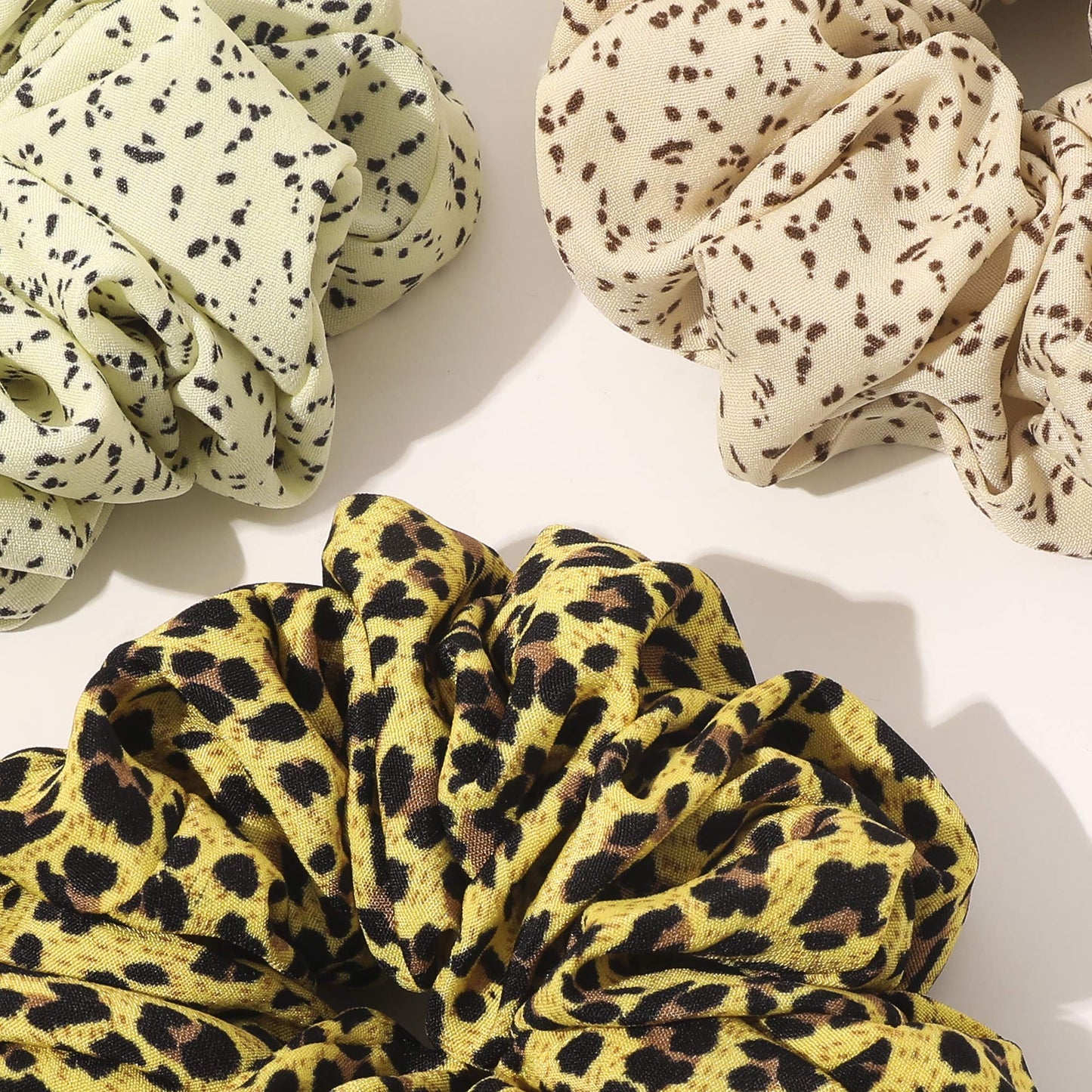 Scrunchies Hair Ties for Women - Big Silk Satin Scrunchie Exra Large Jumbo Gaint Oversized Cute Scrunchy for Curl Thick Hair Yellow Ligas Para el Cabello De Mujer Decorations Gift for Girls