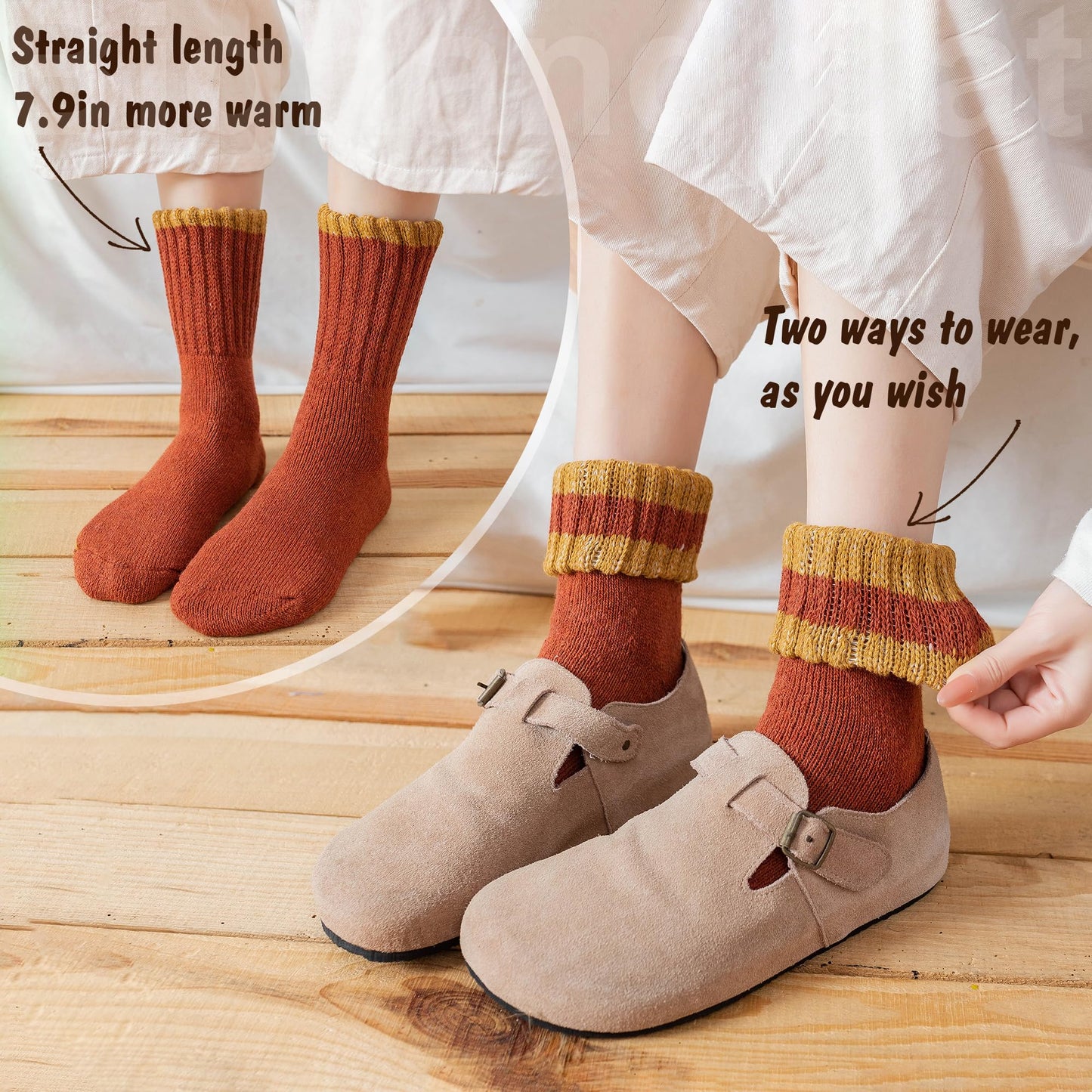 IIG 5 Pairs Womens Cute Fashion Knit Wool Socks Thick Warm Winter Crew Socks Gifts for Women (Super thick 03-5 pairs)