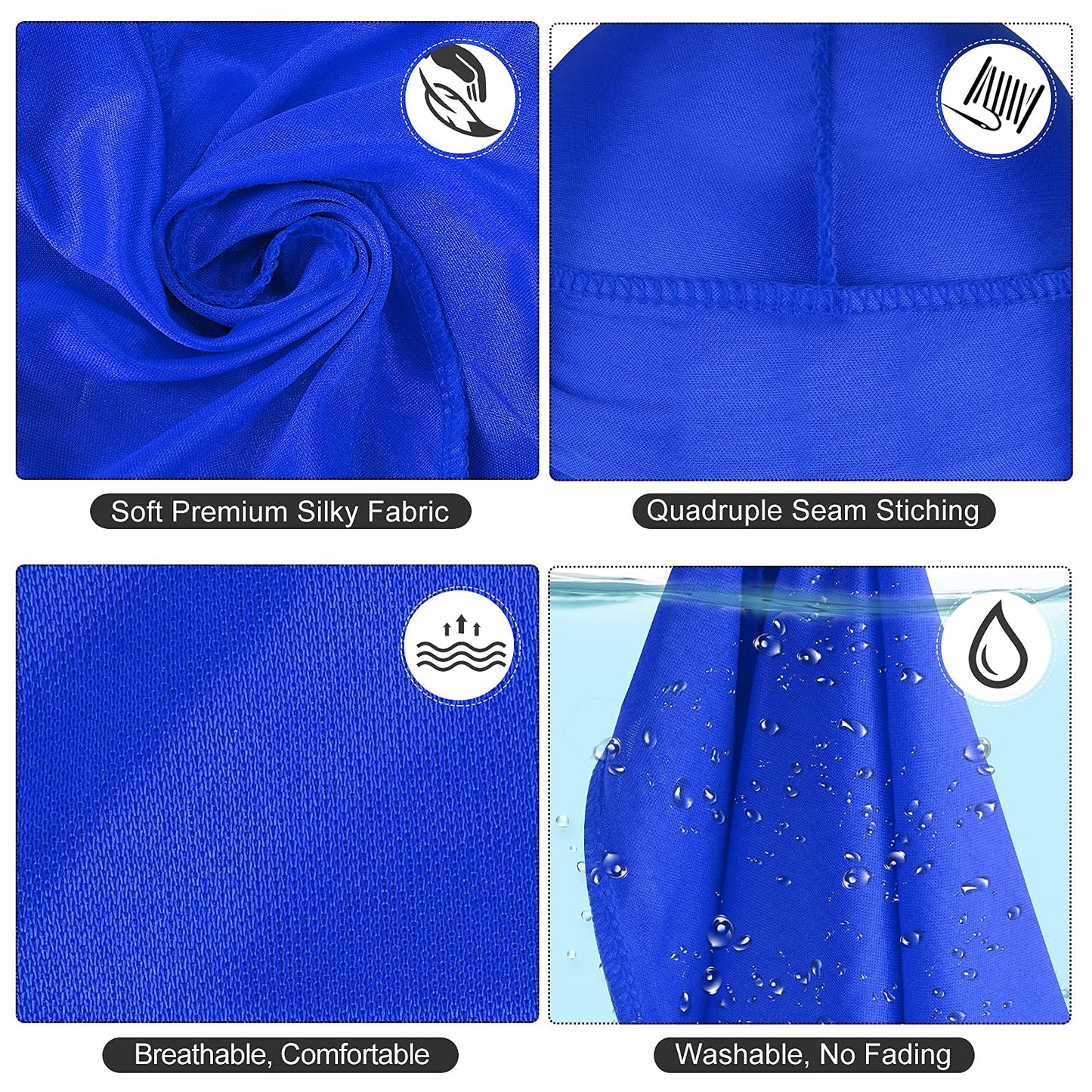 3PCS Silky Durag Pack for Men Waves, Satin Doo Rag for 360 540 720 Waves (Blue+White+Black)