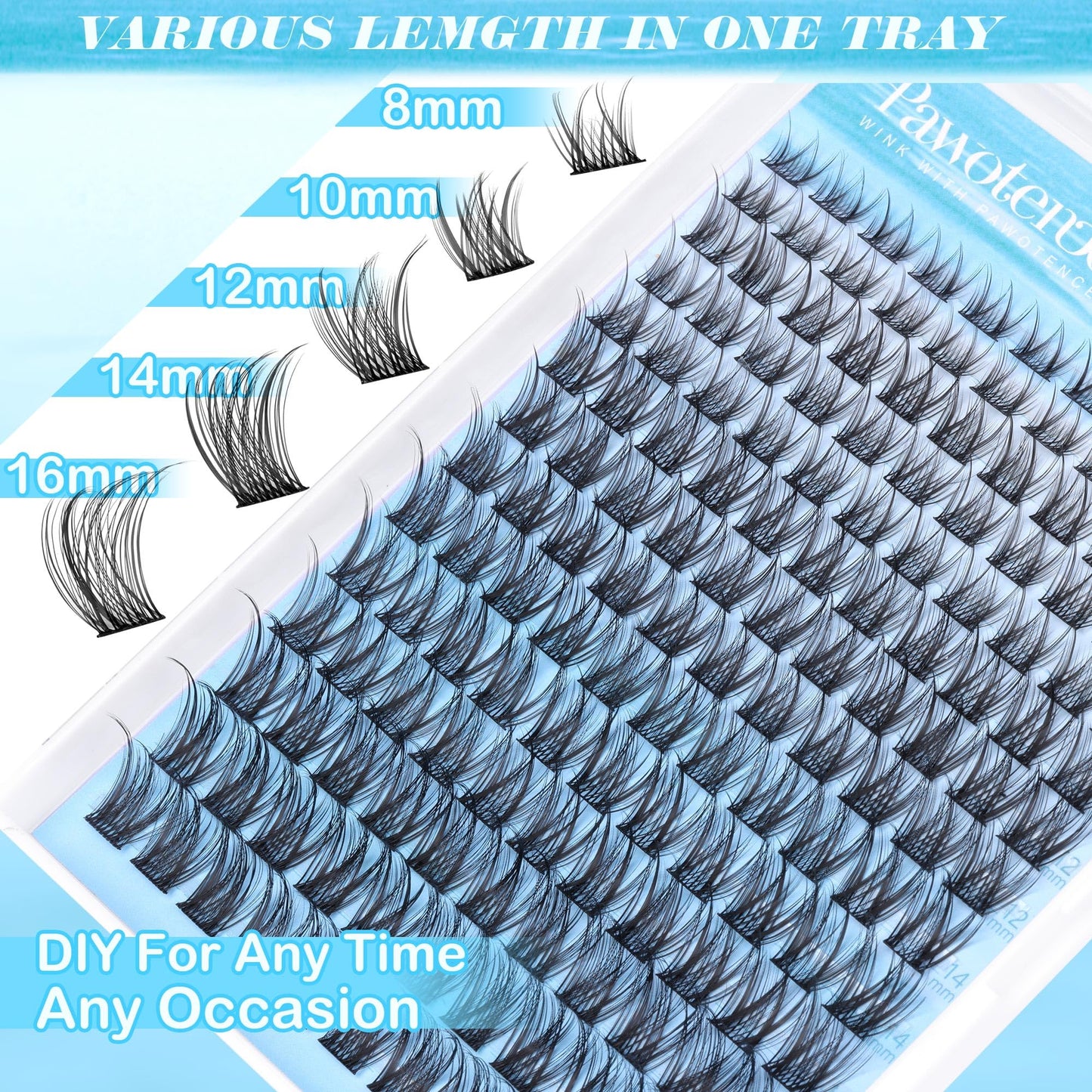Pawotence Wispy Lash Clusters Natural Cluster Eyelash Extensions 154pcs Individual Lashes 8-16mm Lash Extension DIY False Eyelashes Soft Comfortable Natural Eyelash Clusters with Thin Band