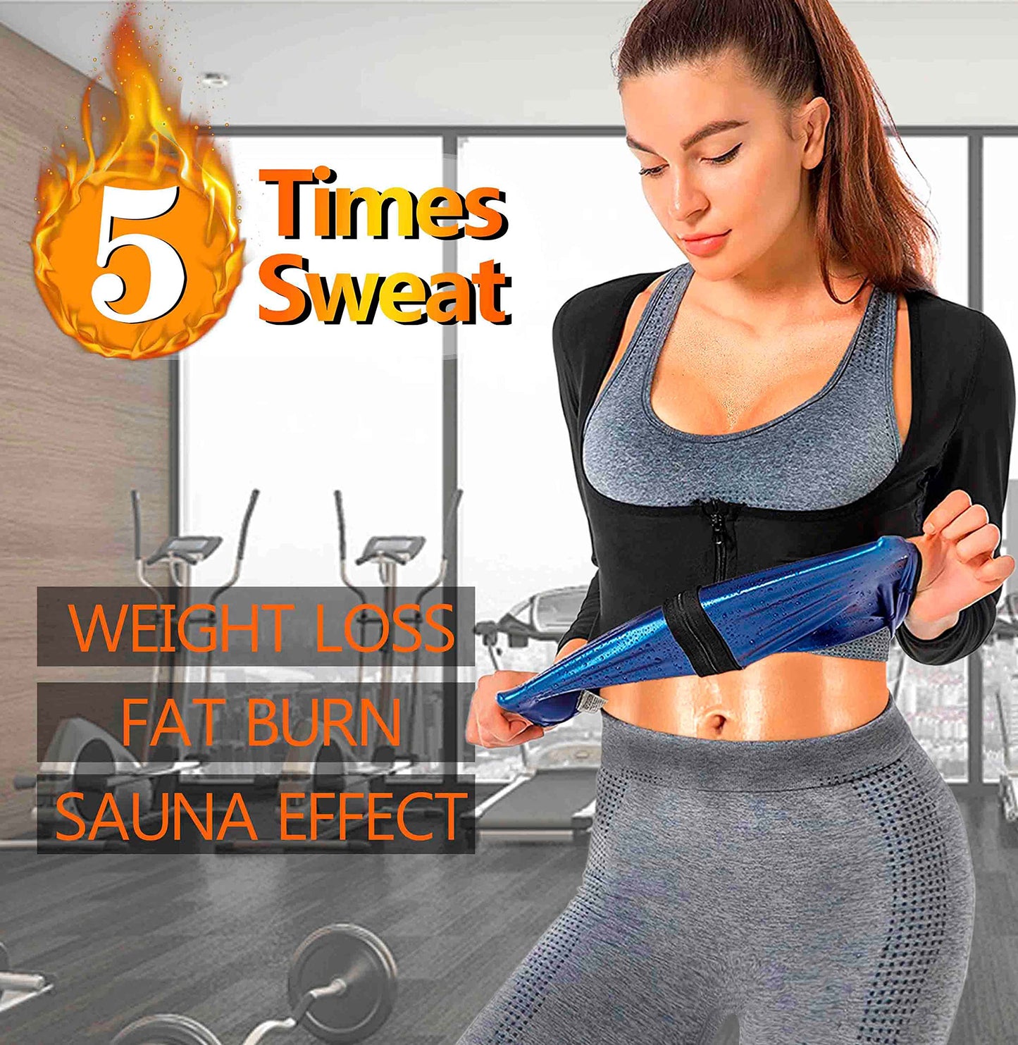 DYUAI Sauna Shirt for Women Sauna Suit for Women Waist Trainer Sauna Sweat Vest Workout Body Shaper Long Sleeve(6003-01-S)