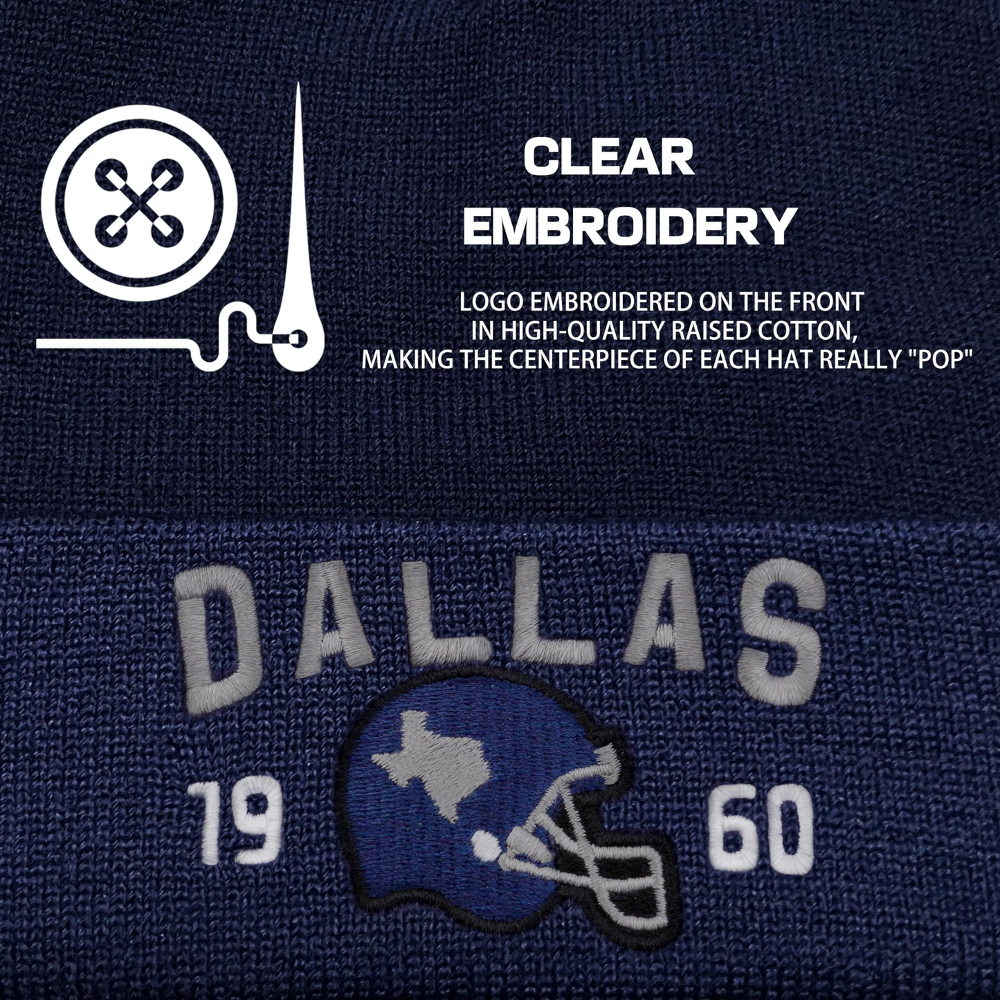 City Classic Team Year Football Embroidered Beanie for Men Women Football Color Style Beanie Dad Hat for Football Fans Gifts