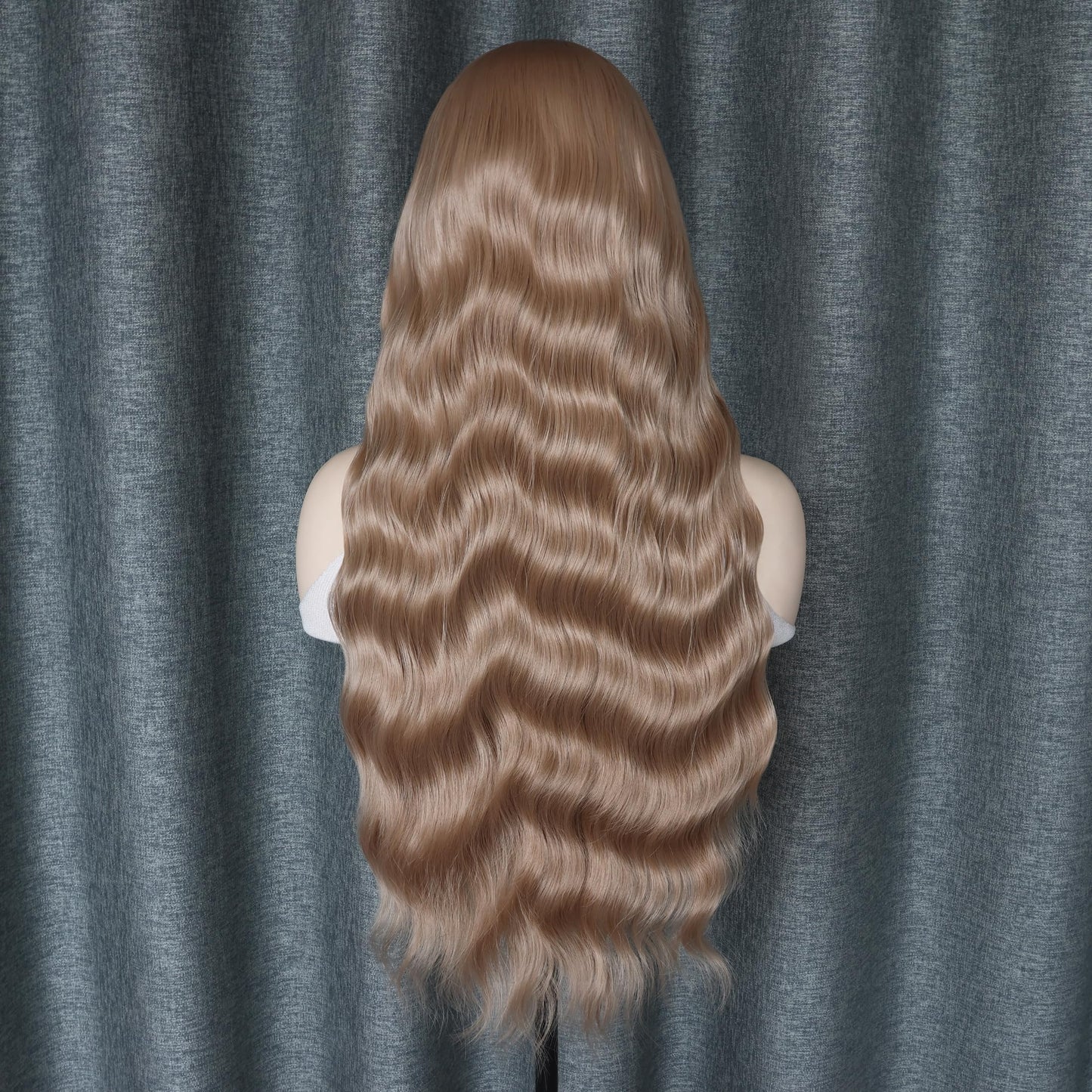 WXHWCX Long Wavy Blonde #103 Hair Synthetic Lace Front Wigs for Women Loose Wavy Free Part Glueless Lace Wigs Blonde Heat Resistant Fiber Natural Hairline Water Wave Wig Cosplay Daily Party Wigs