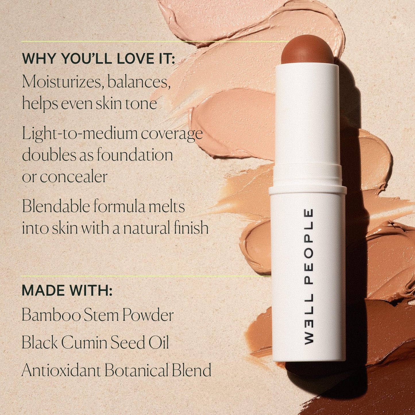 Well People Supernatural Complexion Stick Foundation + Concealer, Buildable, Light-to-Medium Coverage, Soft Matte Finish, Lightweight + Hydrating, Multi-Use, Vegan & Cruelty-Free, 20 Light Medium Warm