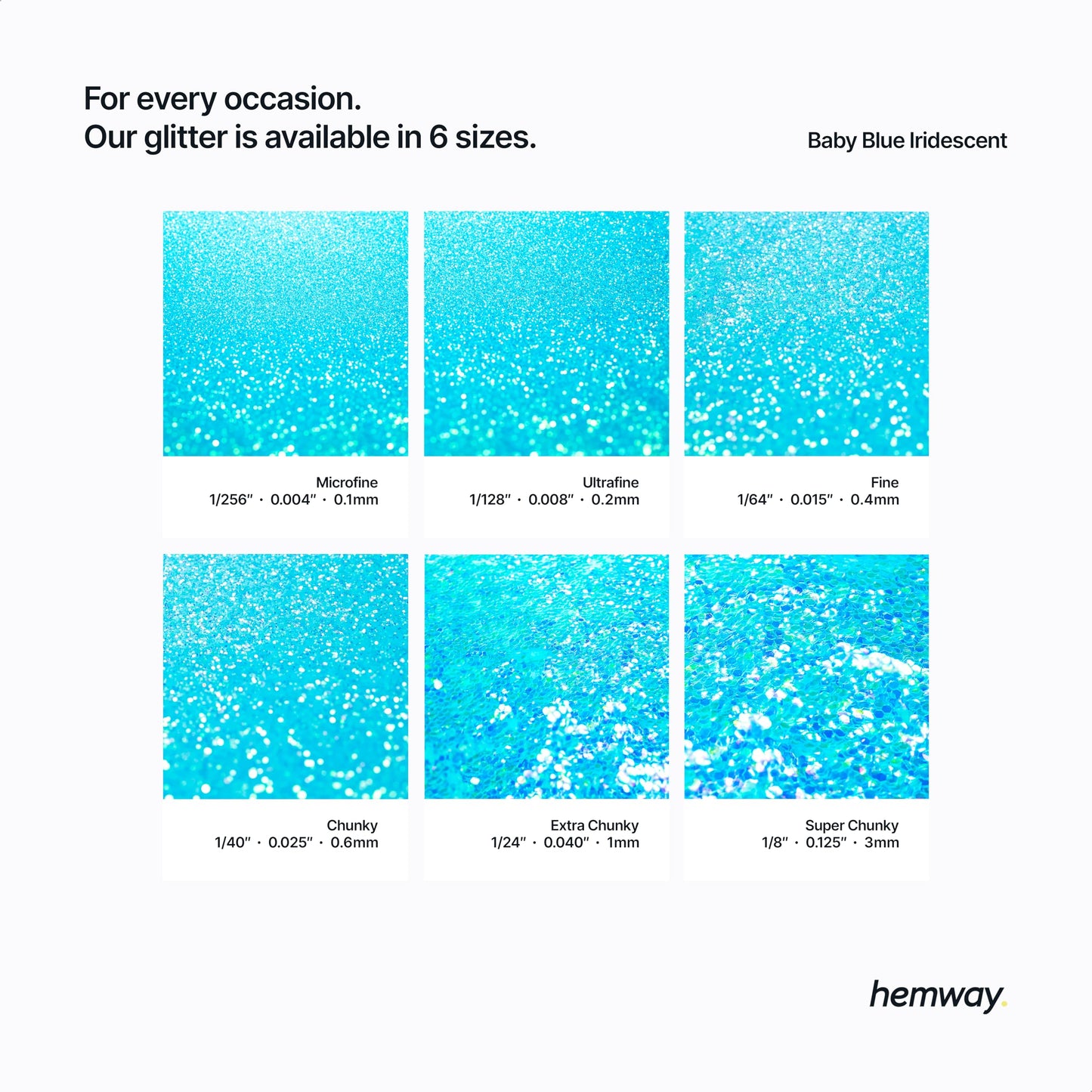 Hemway Ultra Sparkle Glitter Baby Blue 100g / 0.35oz Multi-Purpose Epoxy Resin Arts & Crafts Cosmetic Safe Body Hair Face Nail Weddings Art Beauty Tumblers Flowers Decoration Powder Dust Premium