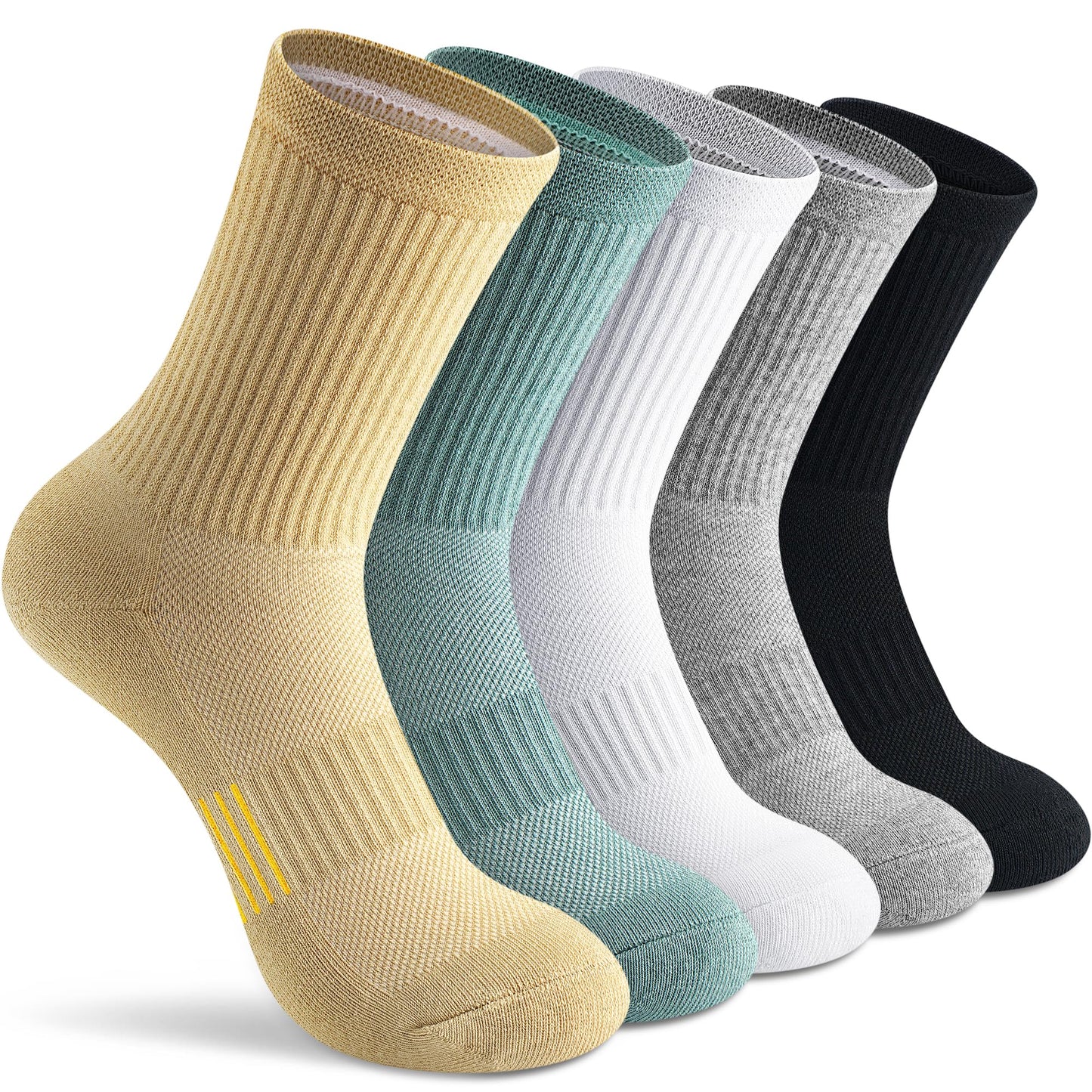 Gonii Crew Socks Women Hiking Running Athletic Cushioned Compression Socks 5-Pairs