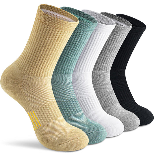 Gonii Crew Socks Women Hiking Running Athletic Cushioned Compression Socks 5-Pairs