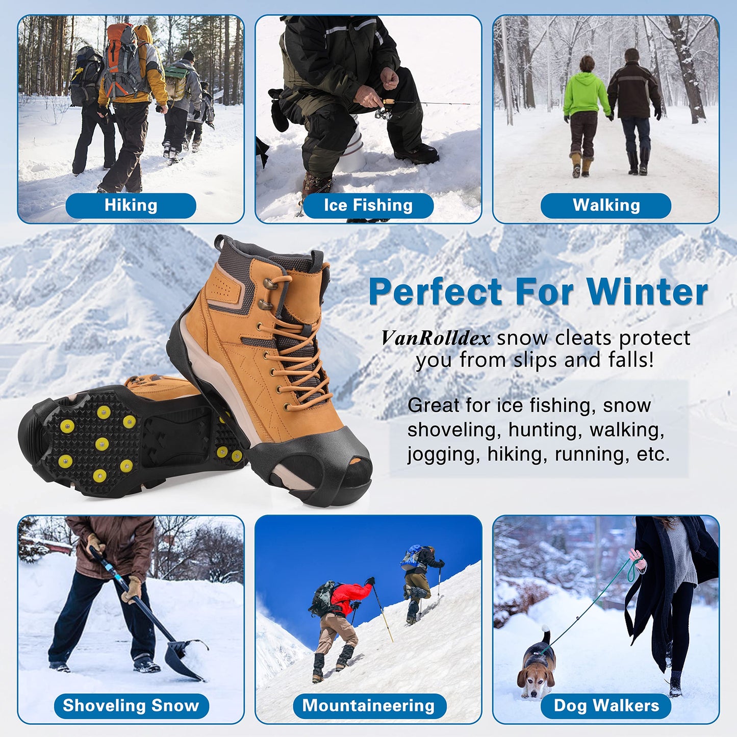Ice Snow Cleats for Shoes and Boots Walk Traction Cleats Ice Crampon Non-Slip Overshoe for Men Women Winter Walking on Snow and Ice (11Studs, XL)