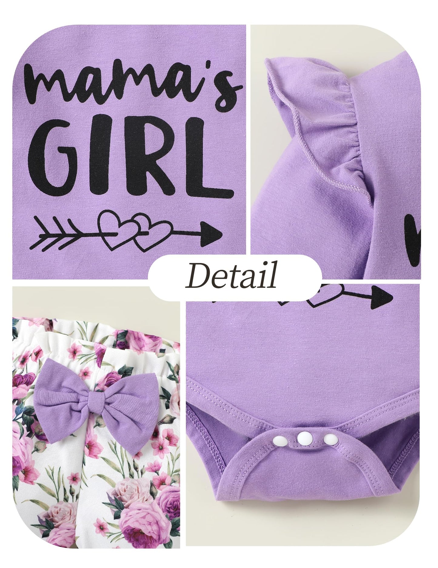 SUNNY PIGGY Baby Girl Clothes 3-6 Months Newborn Infant Outfit Ruffle Long Sleeve Romper Floral Pant Set Girl's Clothing Soft Fall Winter Letter Pattern Adorable Gift 4Pcs Overall