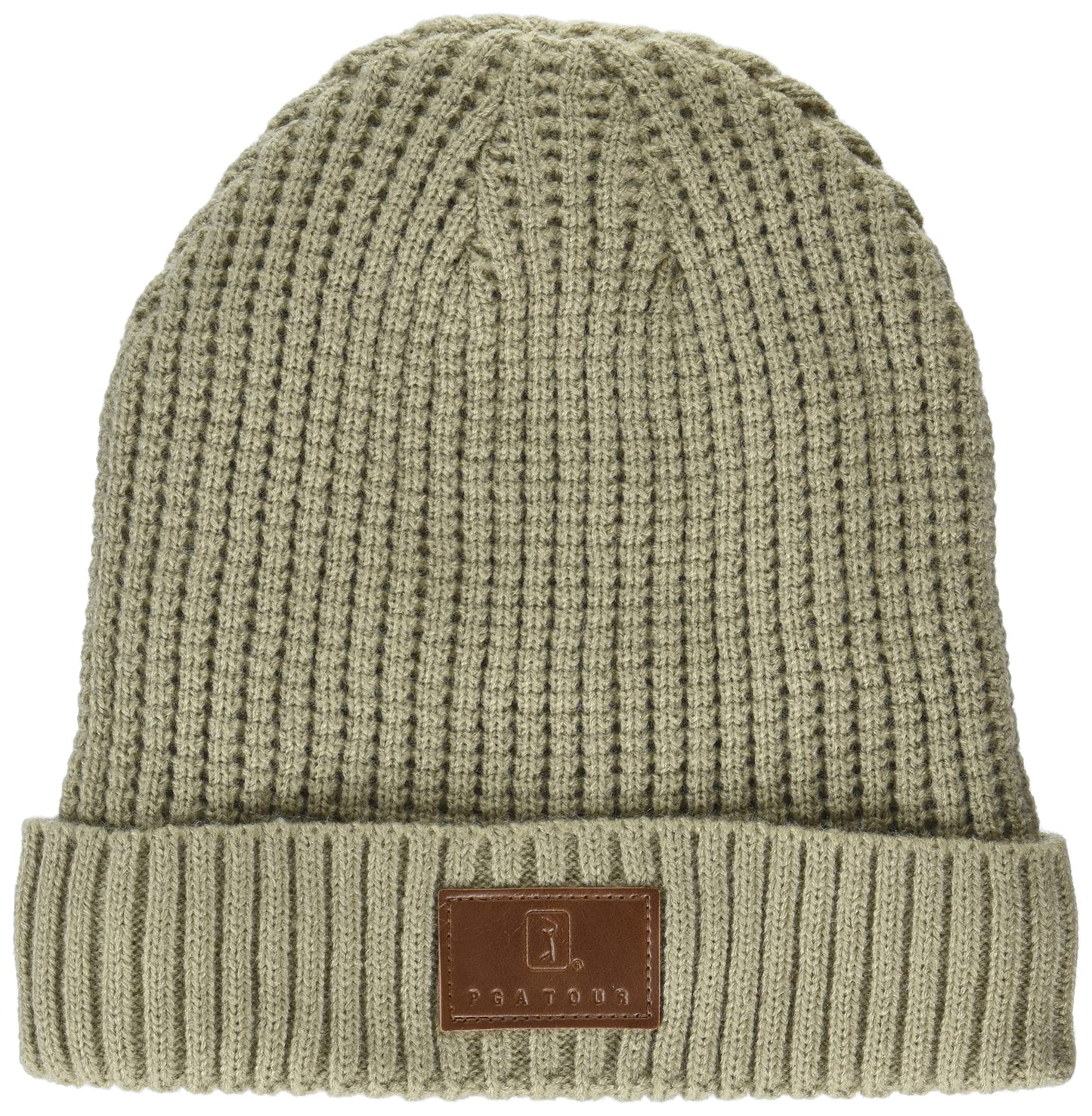 PGA TOUR Men’s Waffle Knit Beanie, Cuffed and Stretch Golf Beanie, Chinchilla, One Size