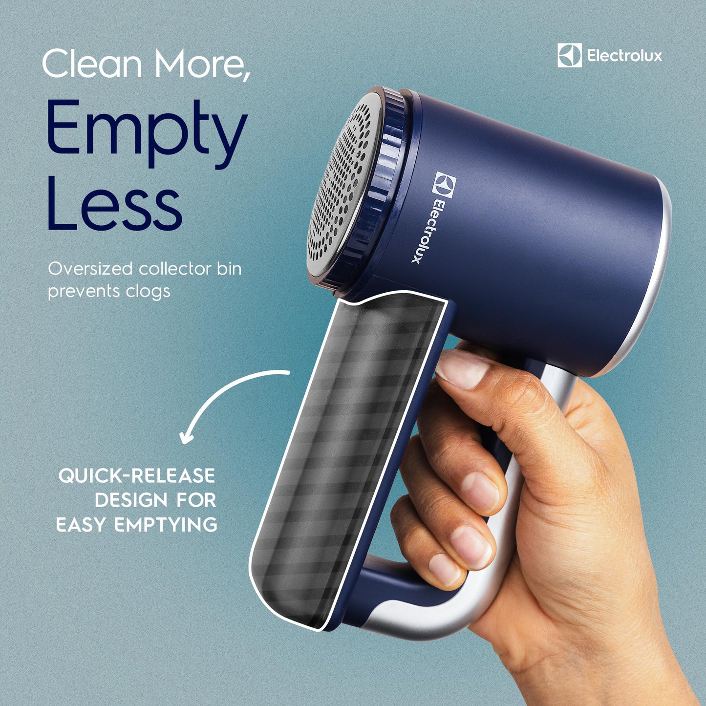 Electrolux Rechargeable Fabric Shaver | 3-Speed Lint Remover for Clothes & Furniture | Eliminates Fuzz & Pilling | Electric Lint Shaver with LED Display & Type-C Fast Charging Port - Blue