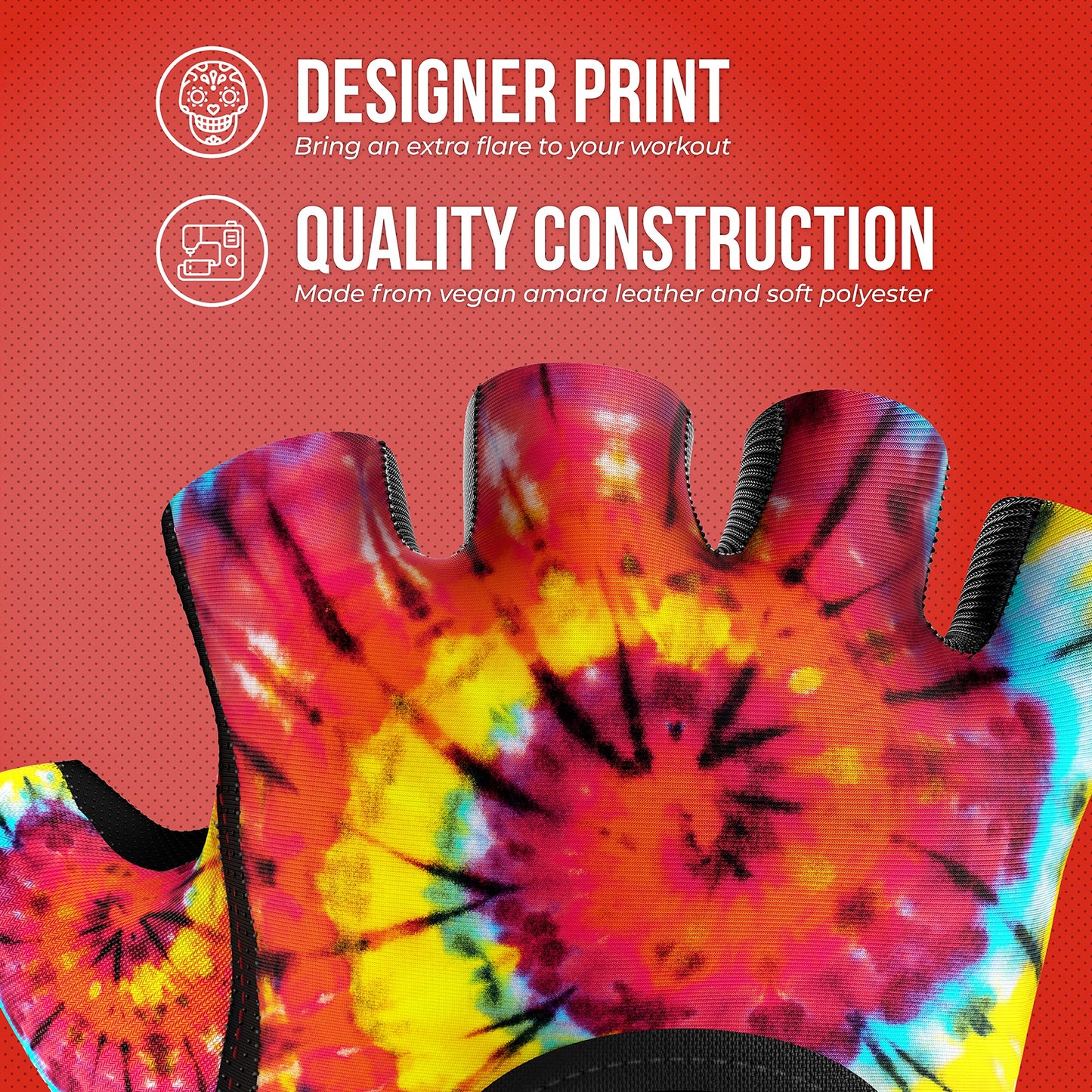 Contraband Pink Label 5347 Womens Designer Workout Gloves | Tie Dye Print w/Grip-Lock⢠Silicone Palm (X-Small, Rainbow)