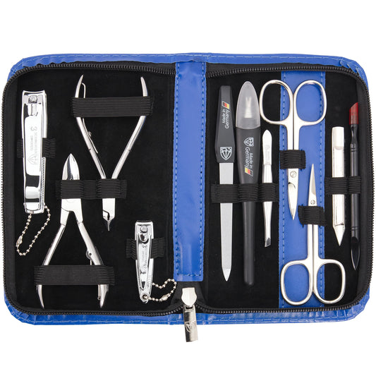 3 Swords Germany - brand quality 11 piece manicure pedicure grooming kit set for professional finger & toe nail care scissors clipper fashion leather case in gift box, Made by 3 Swords