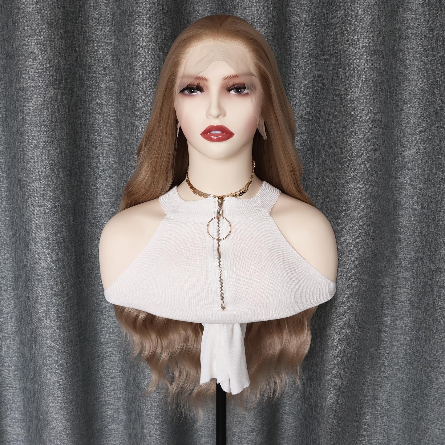WXHWCX Long Wavy Blonde #103 Hair Synthetic Lace Front Wigs for Women Loose Wavy Free Part Glueless Lace Wigs Blonde Heat Resistant Fiber Natural Hairline Water Wave Wig Cosplay Daily Party Wigs