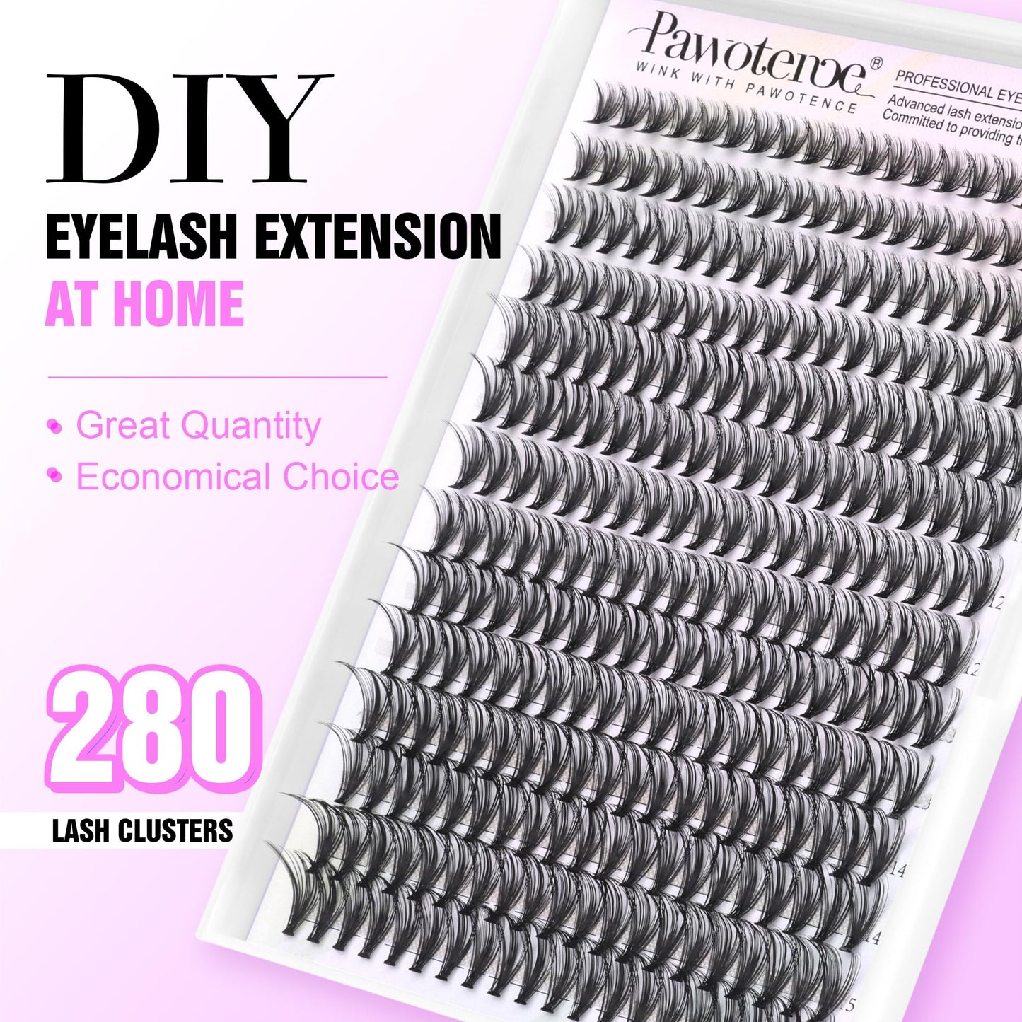 Pawotence Lash Clusters Natural 30D Cluster Eyelash Extensions 8-15mm Individual Lashes Cluster Wispy 280pcs Eyelash Clusters Lash Extension for Self Application (30D, 0.07D, 8-15mm)