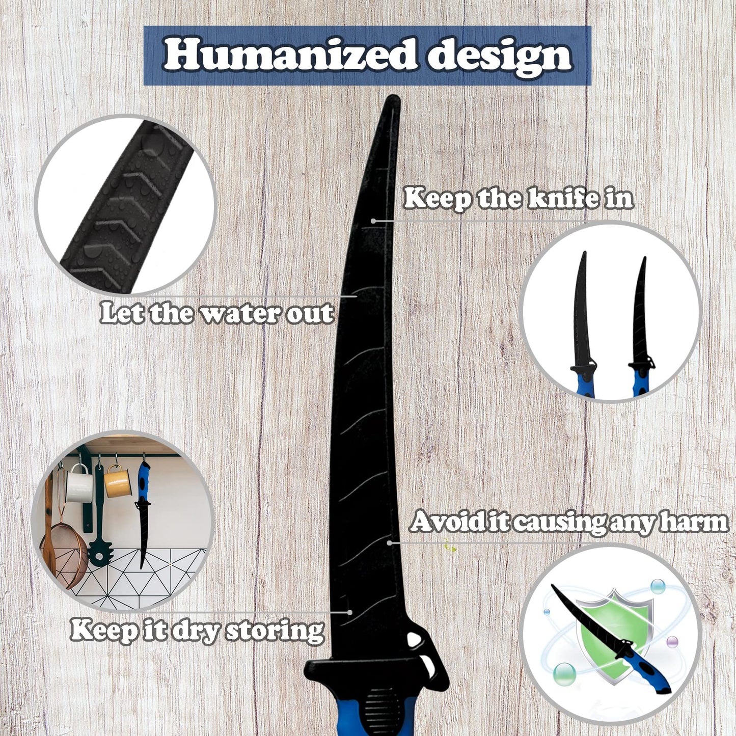Fish Fillet Knife, 7 Inches Professional Fishing Fillet Knife Set Stainless Steel Blade in Corrosion Resistant Coating, with Sharpener and Cutting Resistant Gloves, for Fishing and Outdoor, Blue