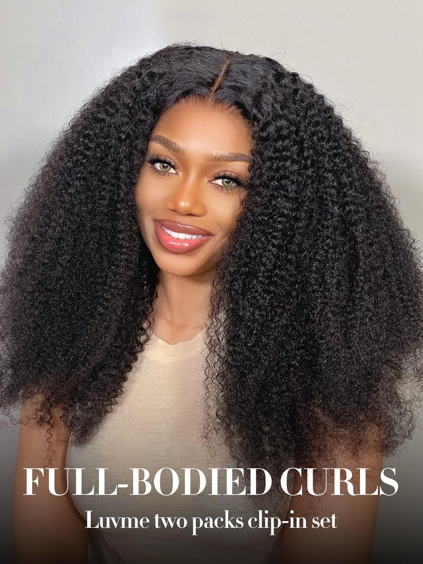 LUVME Curly Clip in Hair Extensions, 16 Inch 2 Pack 270g 18pcs Kinky Curly Seamless Clip in Hair Extensions Real Human Hair for Women, Natural Black