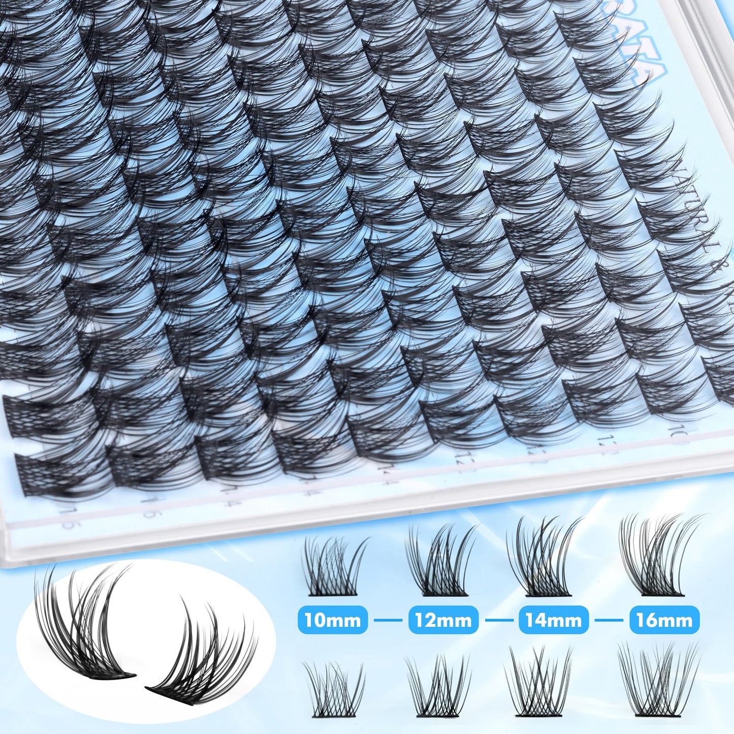 PHKERATA Natural Lash Clusters Wispy Eyelash Clusters 110 pcs Cluster Eyelash Extensions C Curl Individual Lashes 10-16 mm Mix Length Natural Look Lashes Clusters with Thin Lash Band