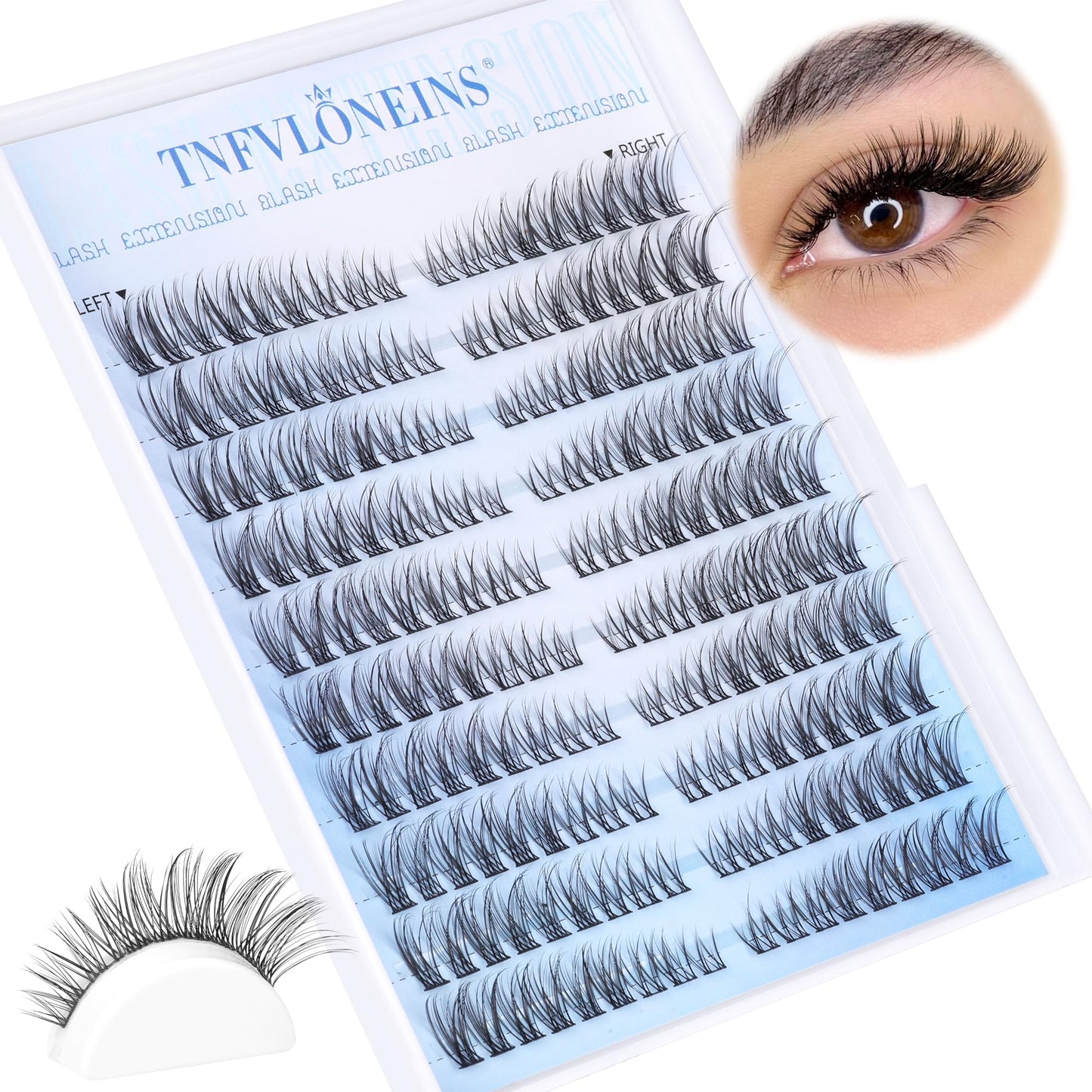 Natural Lash Clusters Wispy Cluster Eyelash Extensions Left&Right Cluster Lashes C Curl Individual Lashes Extension DIY Natural Eye Lash Clusters by TNFVLONEINS